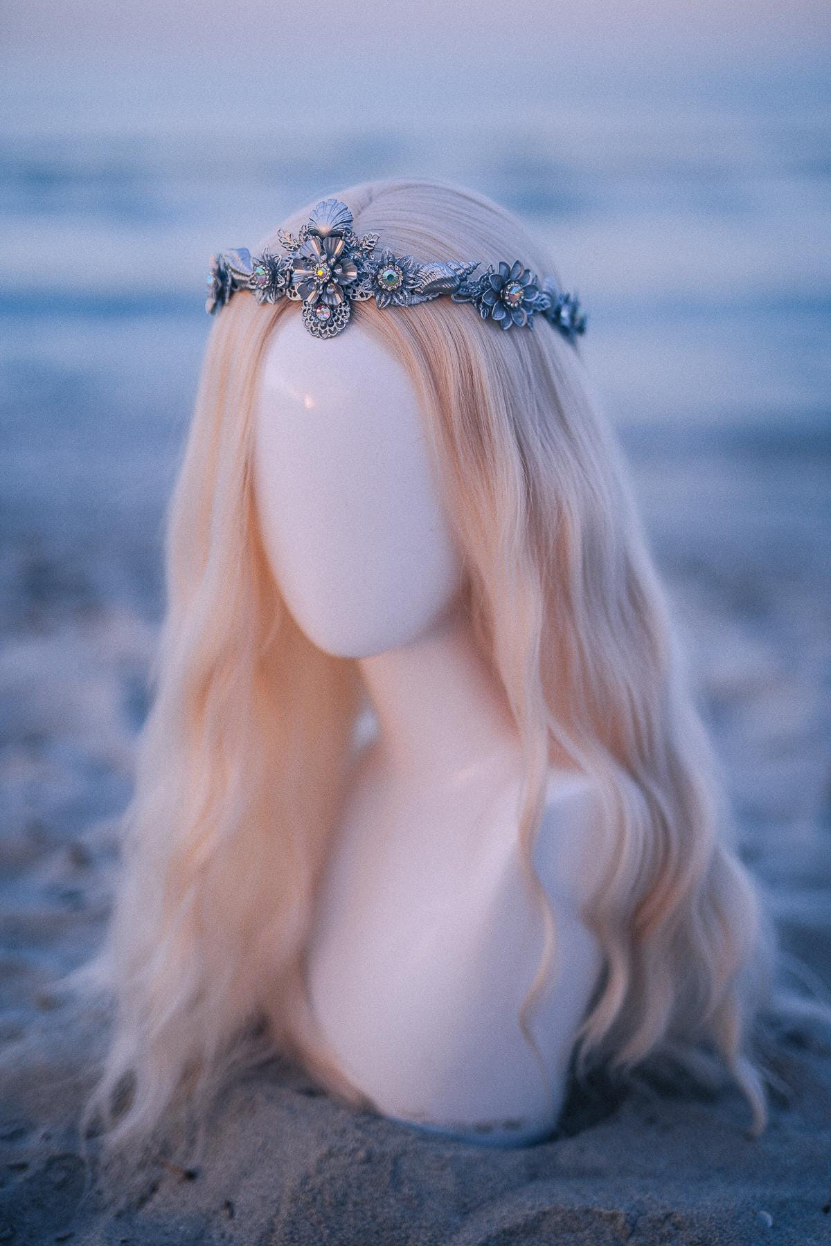 Silver Seashell Bridal Tiara Coastal Wedding Crown Ocean Inspired Headpiece