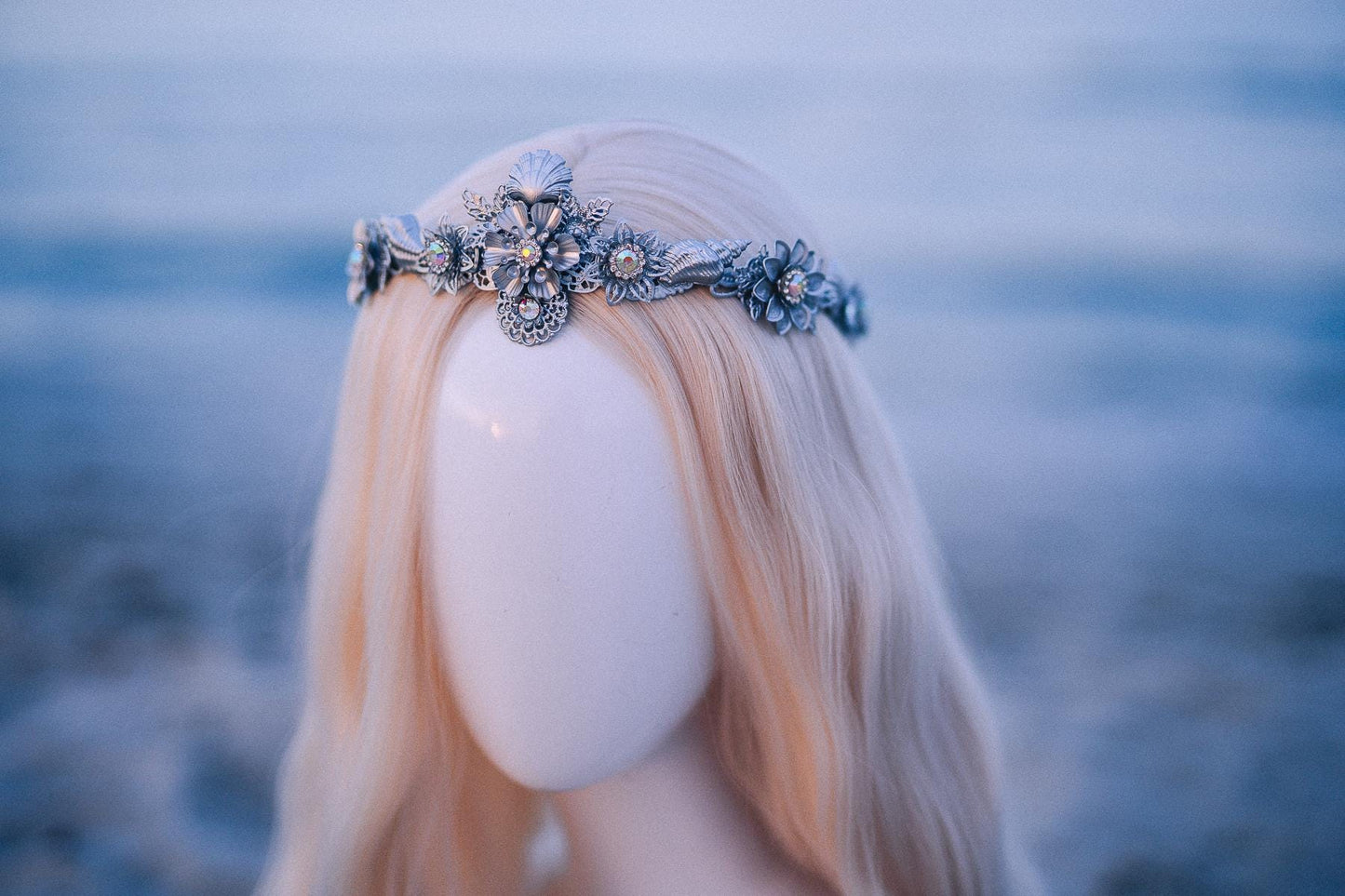 Silver Seashell Bridal Tiara Coastal Wedding Crown Ocean Inspired Headpiece