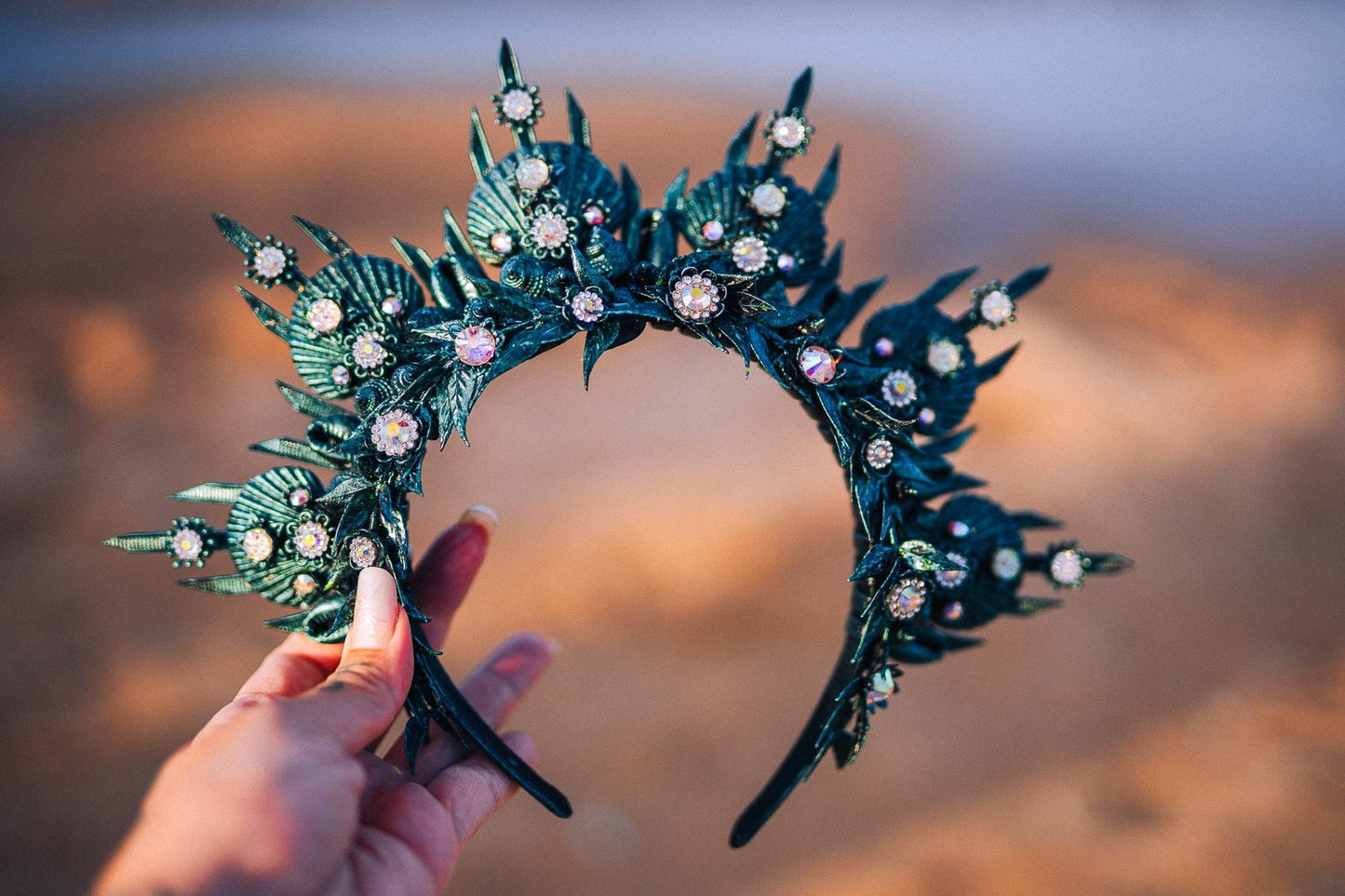 Emerald Venetian Masquerade Mask Luxury Carnival Mask Crystal Ball Mask Couture Costume Accessory