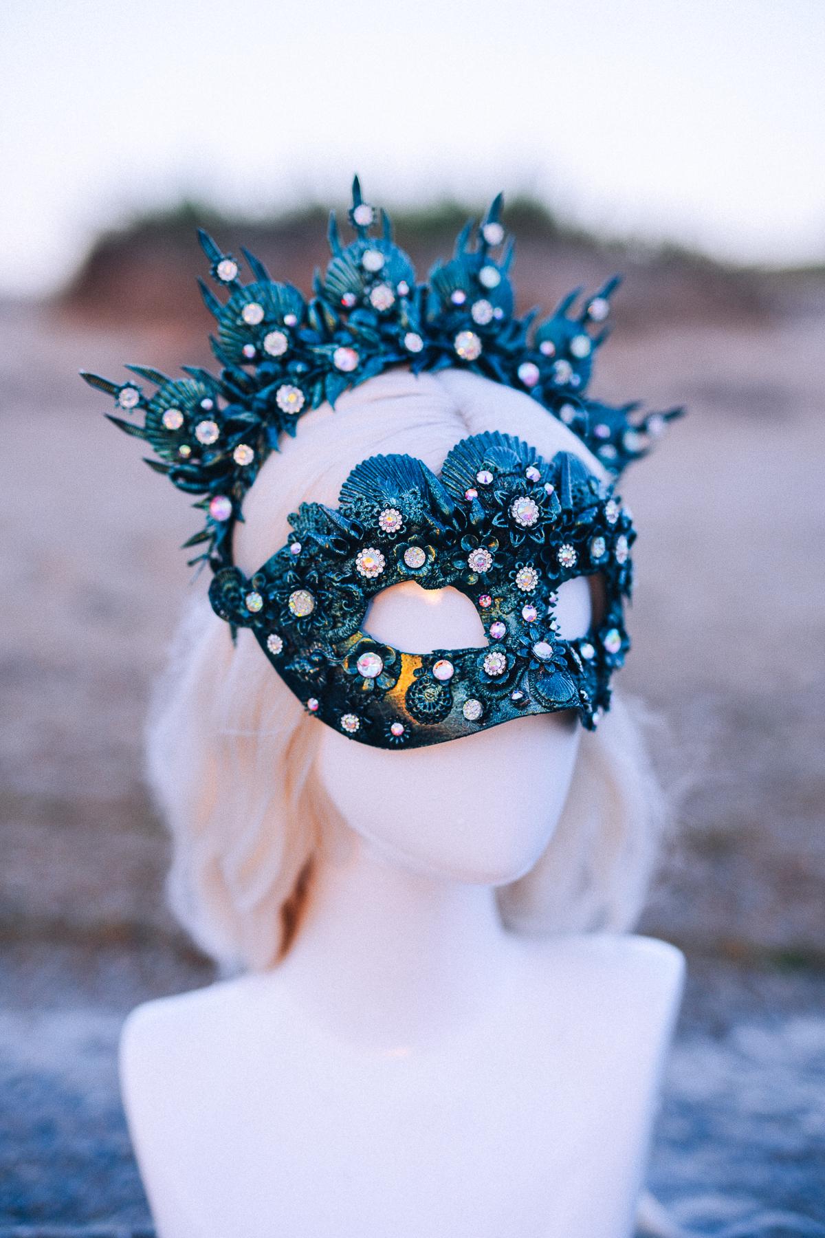 Emerald Venetian Masquerade Mask Luxury Carnival Mask Crystal Ball Mask Couture Costume Accessory