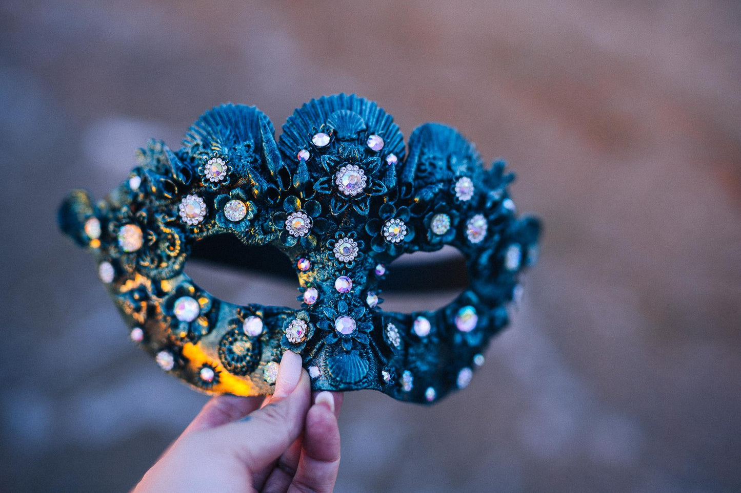 Emerald Venetian Masquerade Mask Luxury Carnival Mask Crystal Ball Mask Couture Costume Accessory
