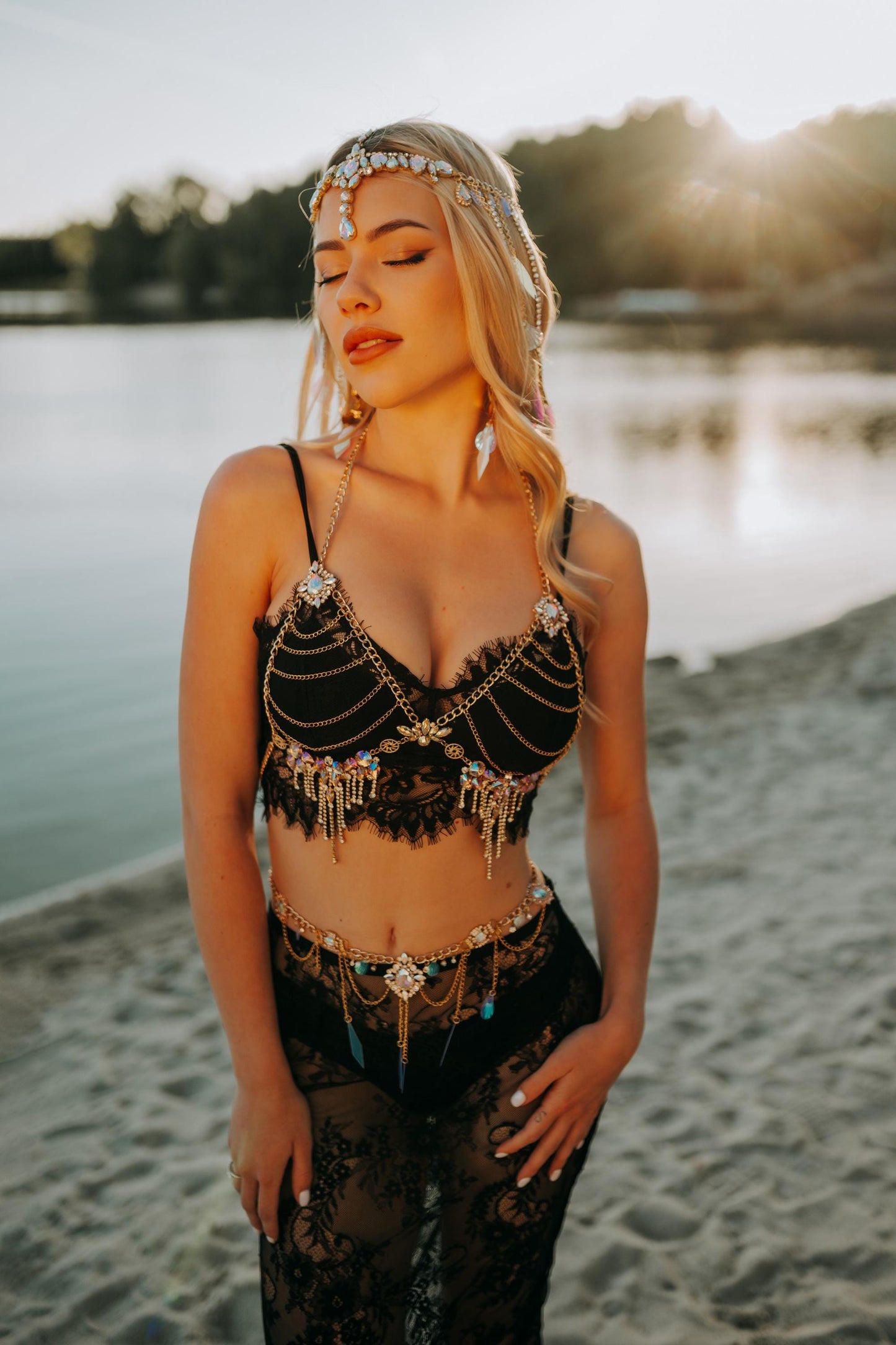 Golden Goddess Belly Chain Belt Festival Waist Jewelry