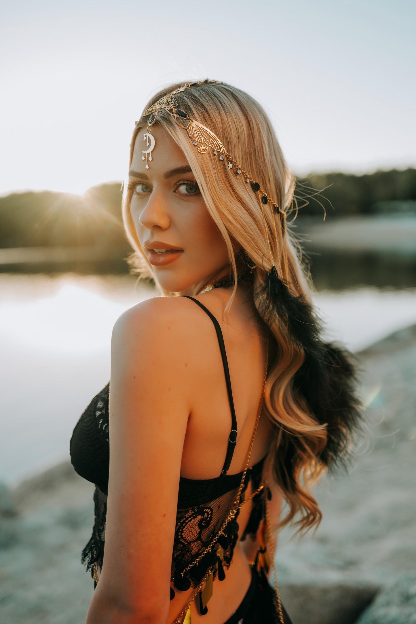 Celestial Moon Headpiece Festival Crown Goddess Headpiece