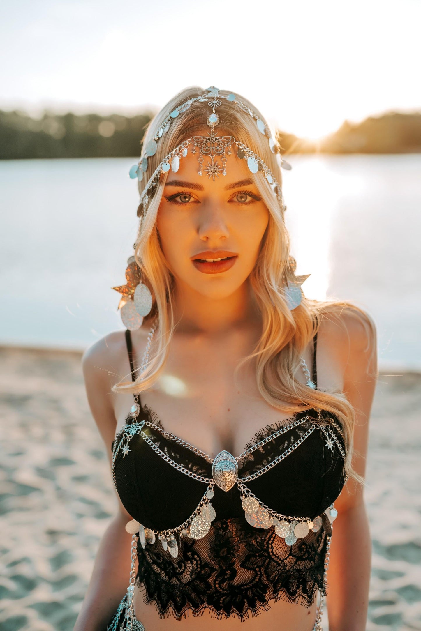 Celestial Star Headpiece Festival Crown Silver Goddess Headpiece