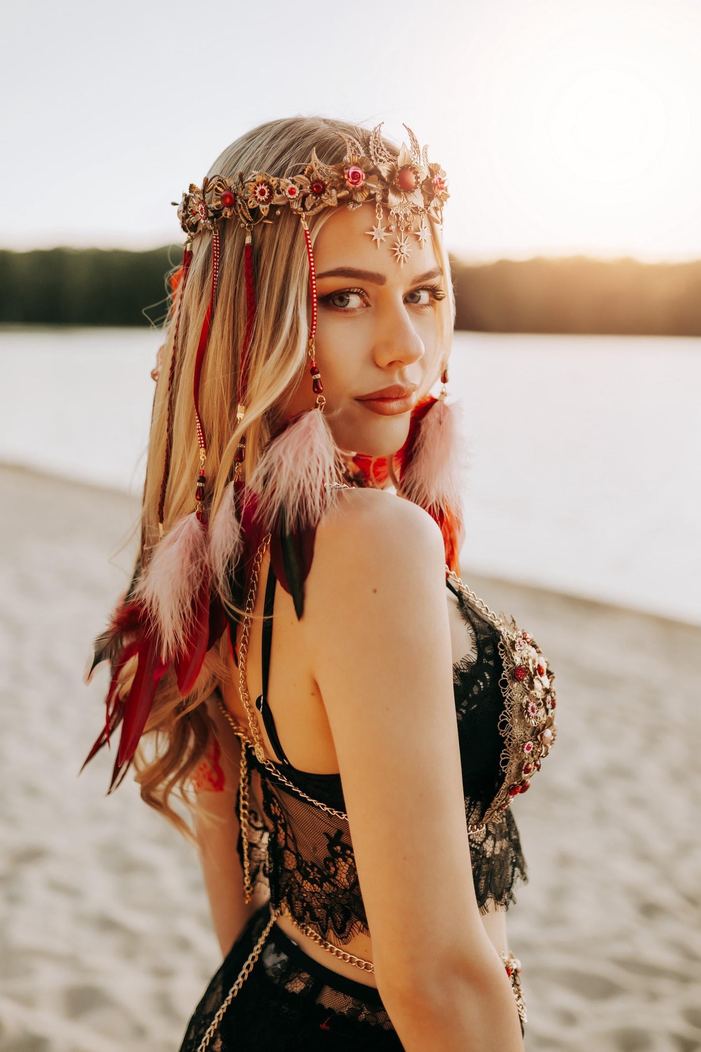 Ruby Moon Bra Harness Festival Body Jewelry