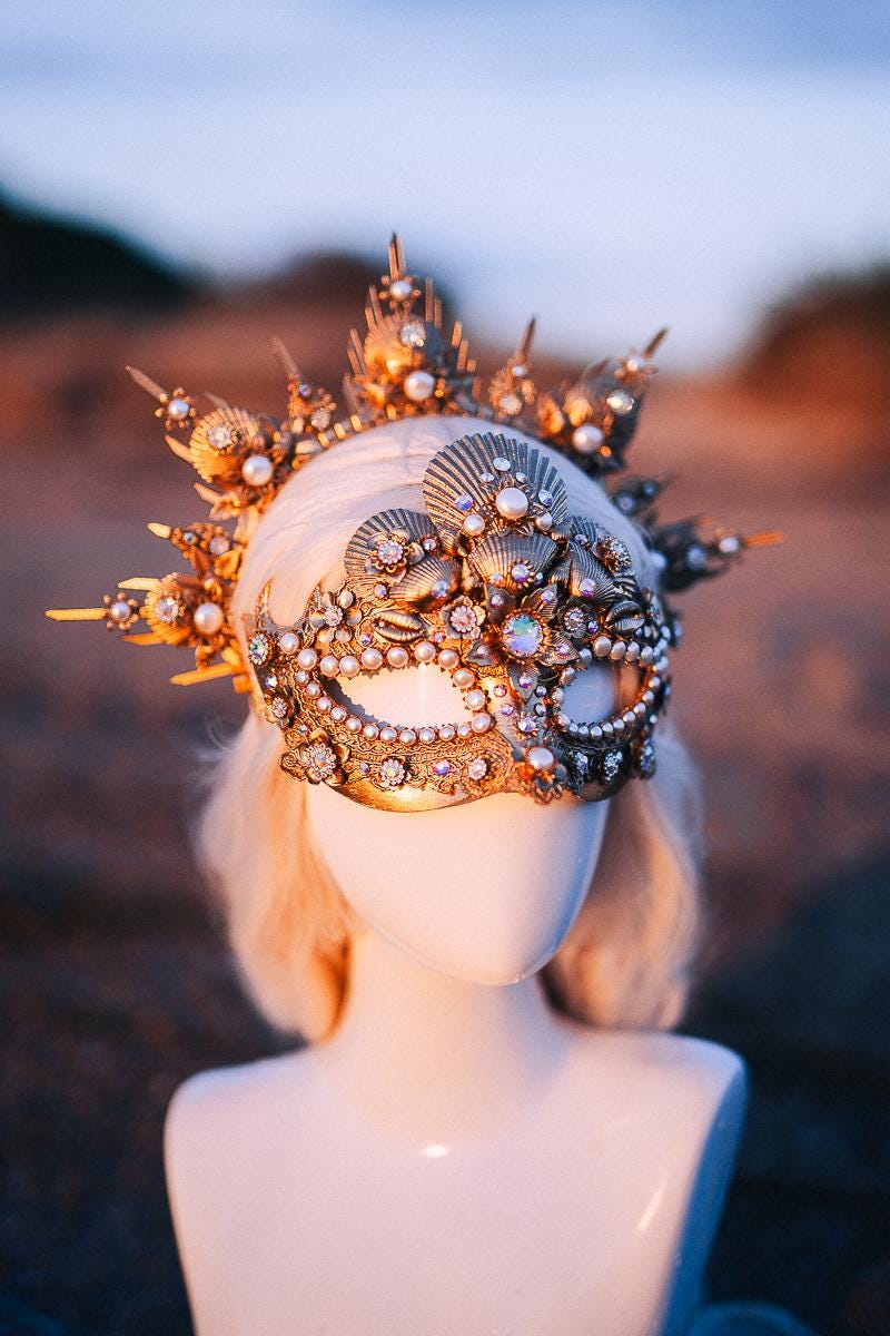 Pearl Venetian Masquerade Mask Luxury Carnival Mask Gold Ball Mask Crystal Costume Mask Bridal Mask