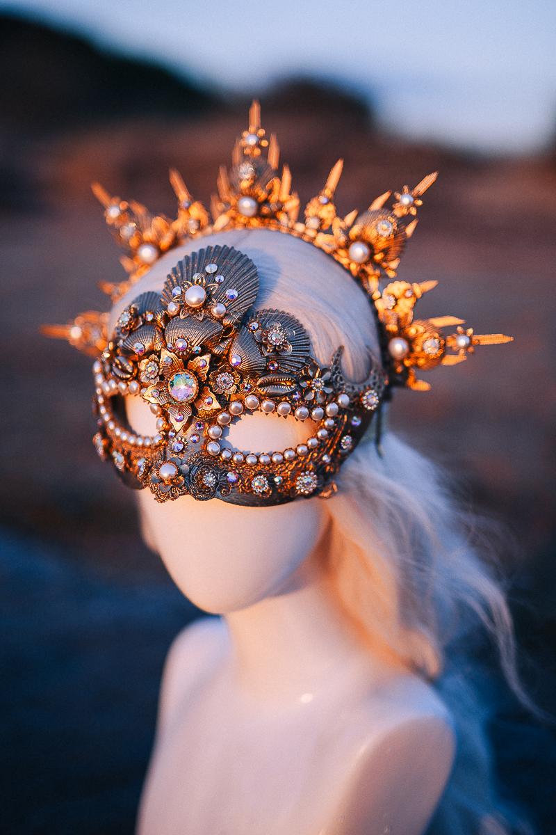 Pearl Venetian Masquerade Mask Luxury Carnival Mask Gold Ball Mask Crystal Costume Mask Bridal Mask