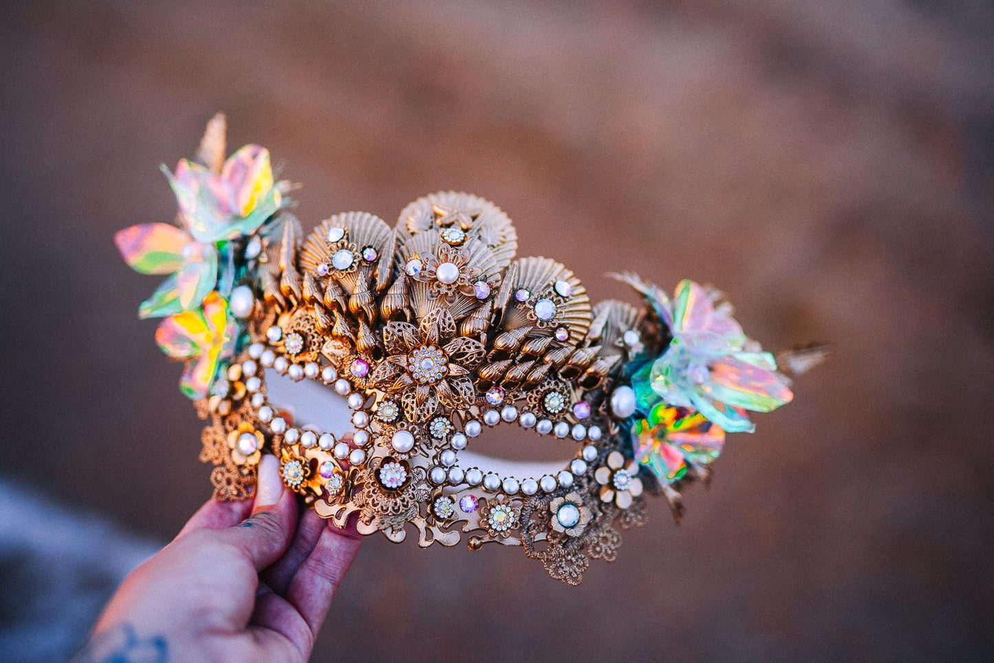 Mermaid Halo Crown Ocean Goddess Crown Pearl Shell Crown Fantasy Headpiece Coastal Bridal Crown