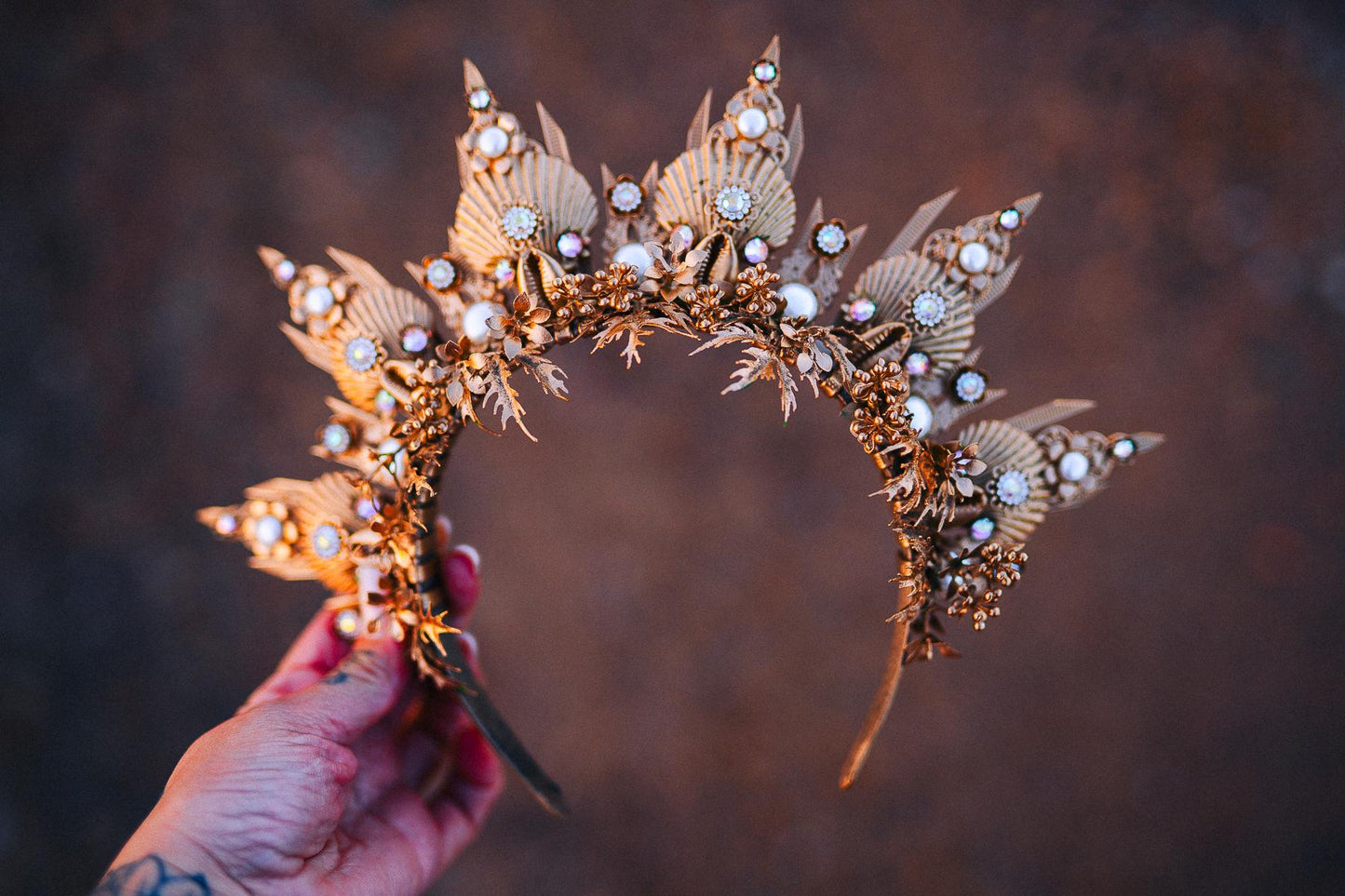 Mermaid Masquerade Mask Ocean Goddess Mask Pearl Shell Mask Fantasy Carnival Mask Venetian Costume Mask