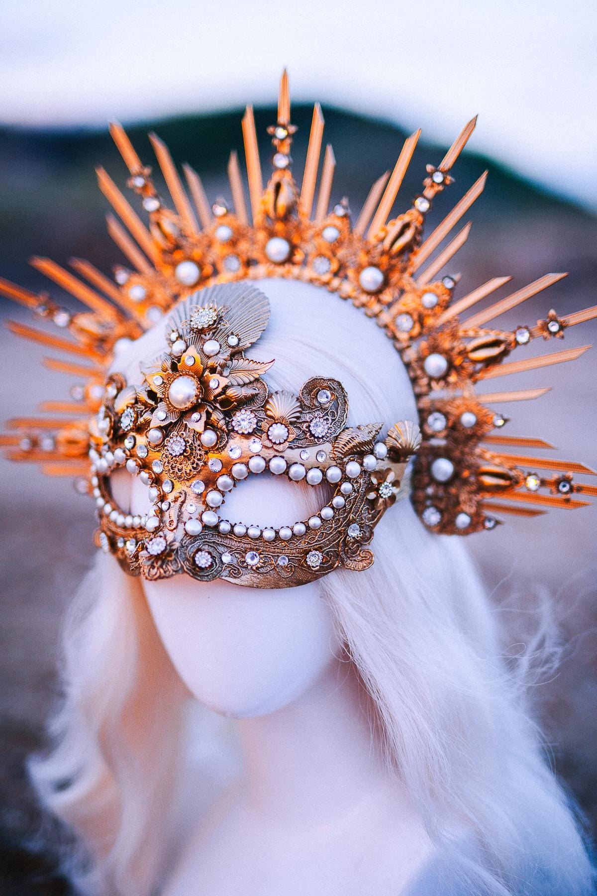 Ocean Masquerade Mask Mermaid Mask Sea Goddess Mask Pearl Venetian Mask Luxury Carnival Costume Mask