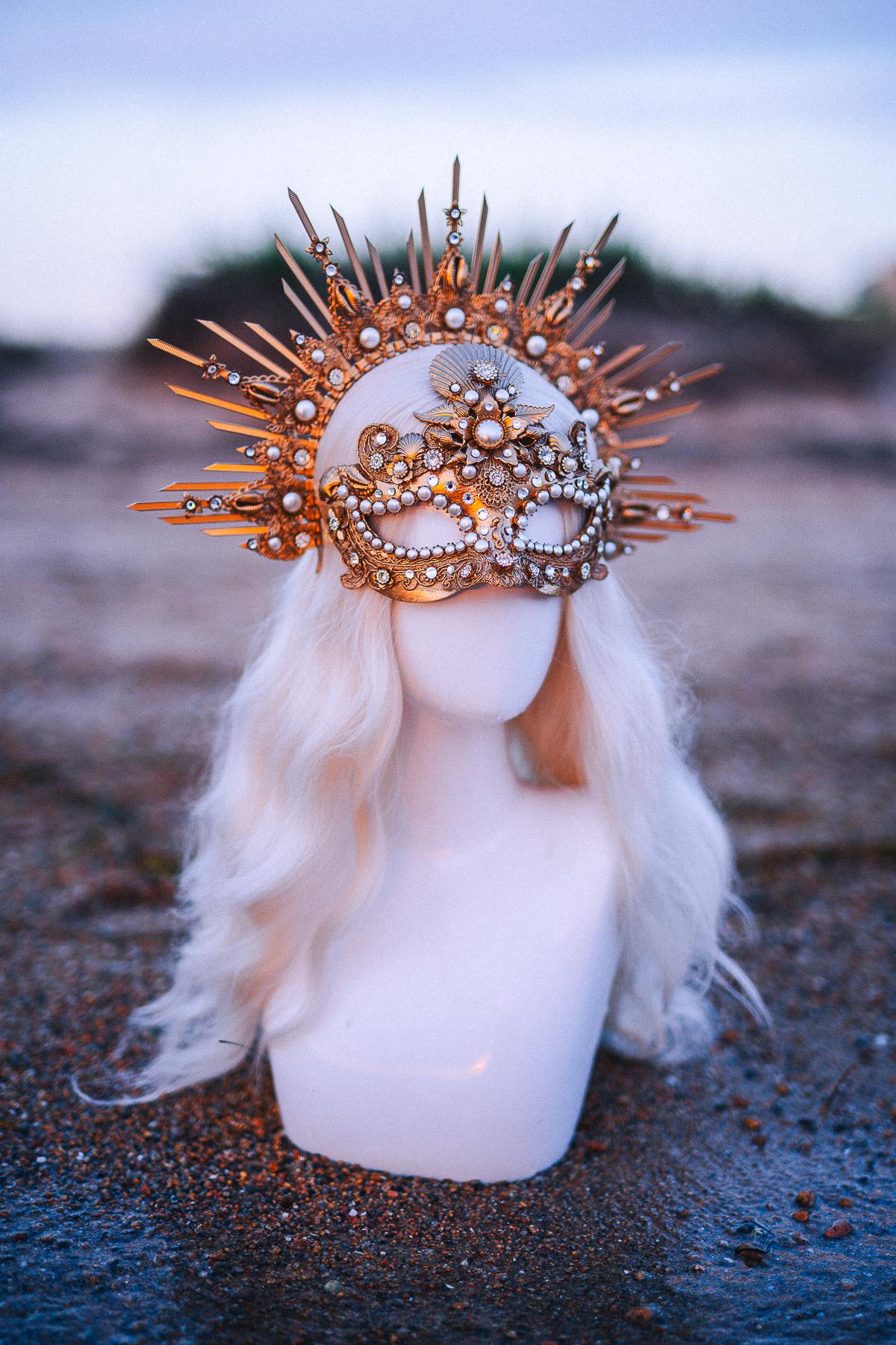 Ocean Masquerade Mask Mermaid Mask Sea Goddess Mask Pearl Venetian Mask Luxury Carnival Costume Mask