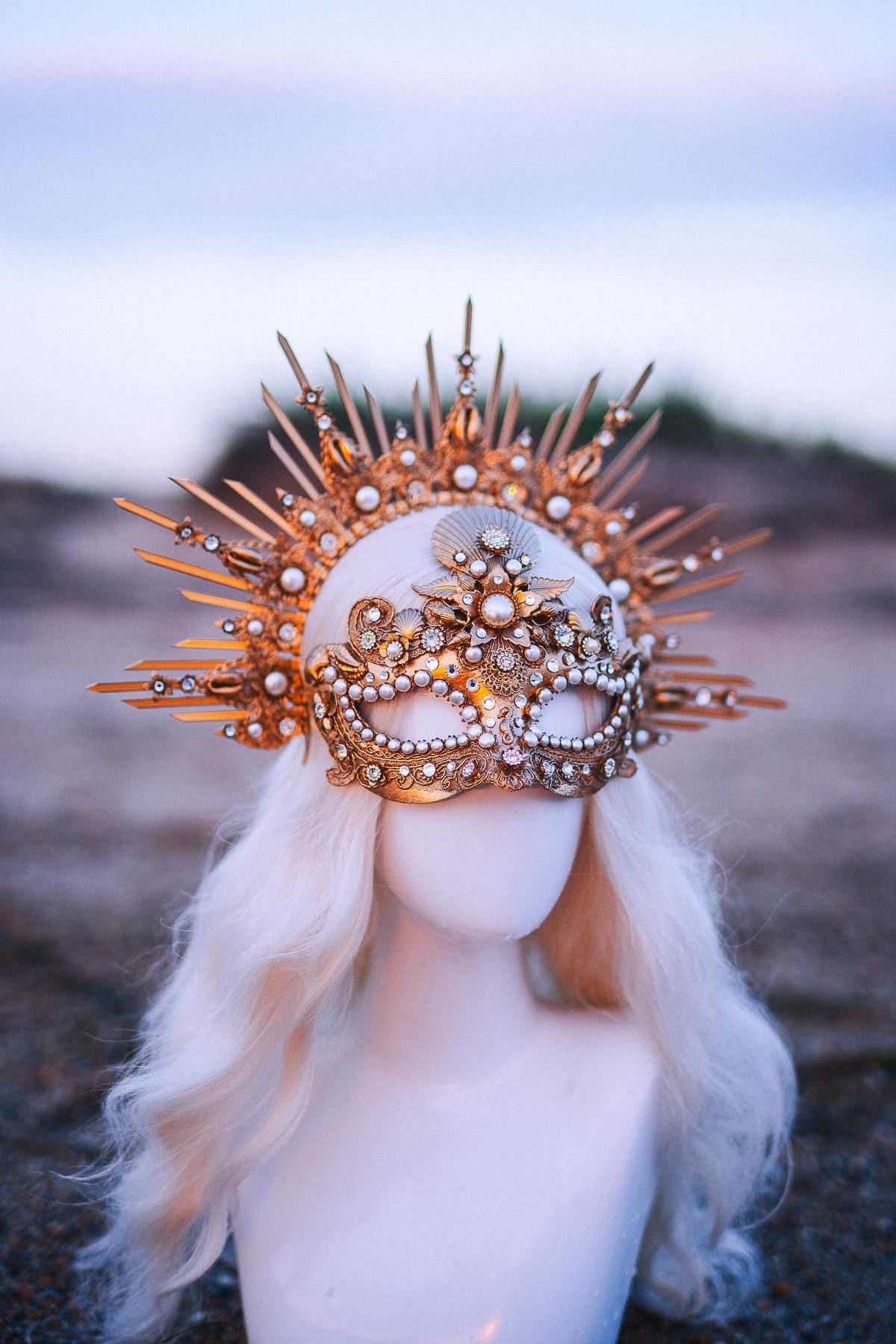 Ocean Masquerade Mask Mermaid Mask Sea Goddess Mask Pearl Venetian Mask Luxury Carnival Costume Mask