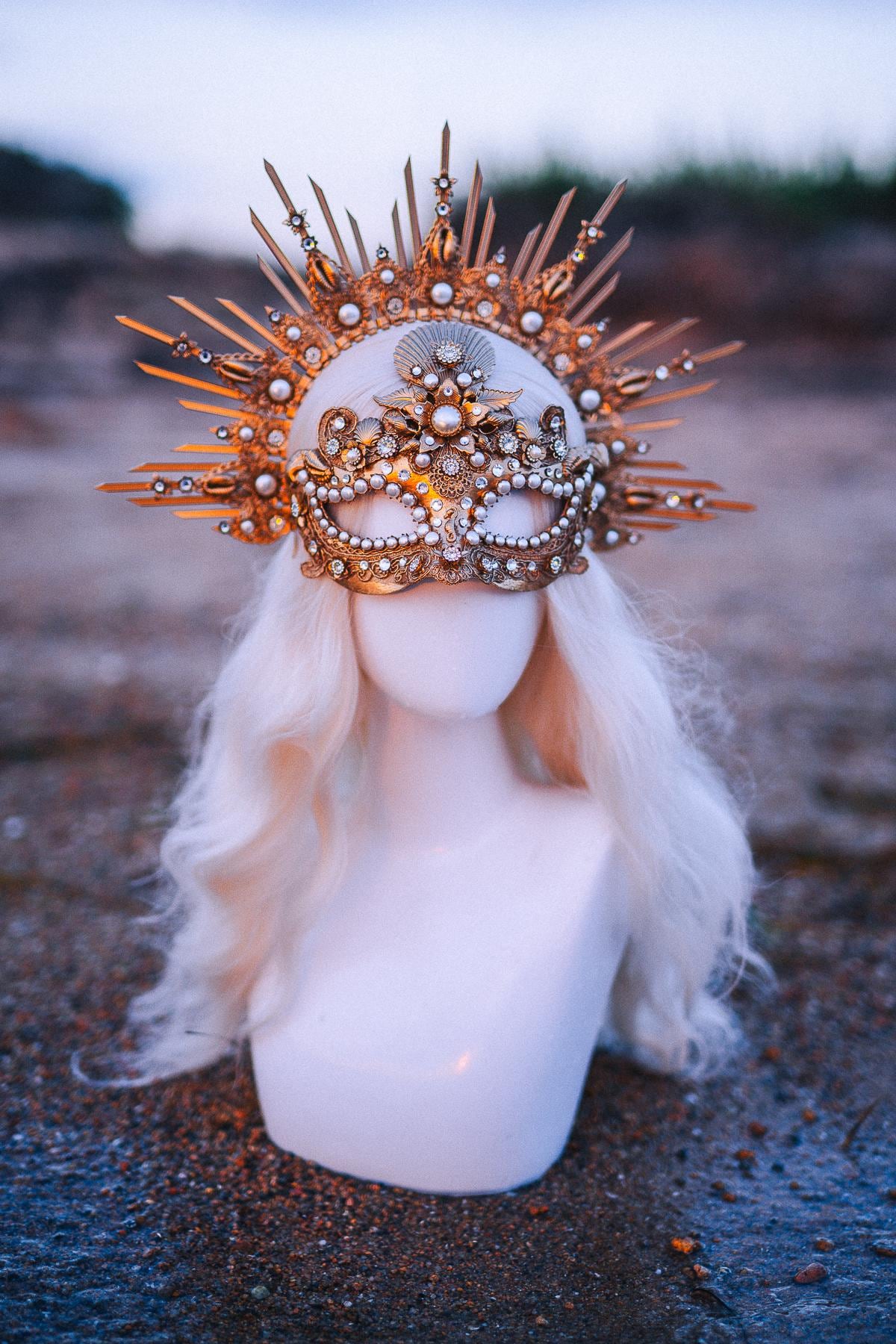 Ocean Masquerade Mask Mermaid Mask Sea Goddess Mask Pearl Venetian Mask Luxury Carnival Costume Mask