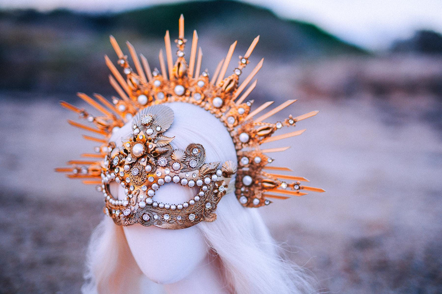 Ocean Masquerade Mask Mermaid Mask Sea Goddess Mask Pearl Venetian Mask Luxury Carnival Costume Mask