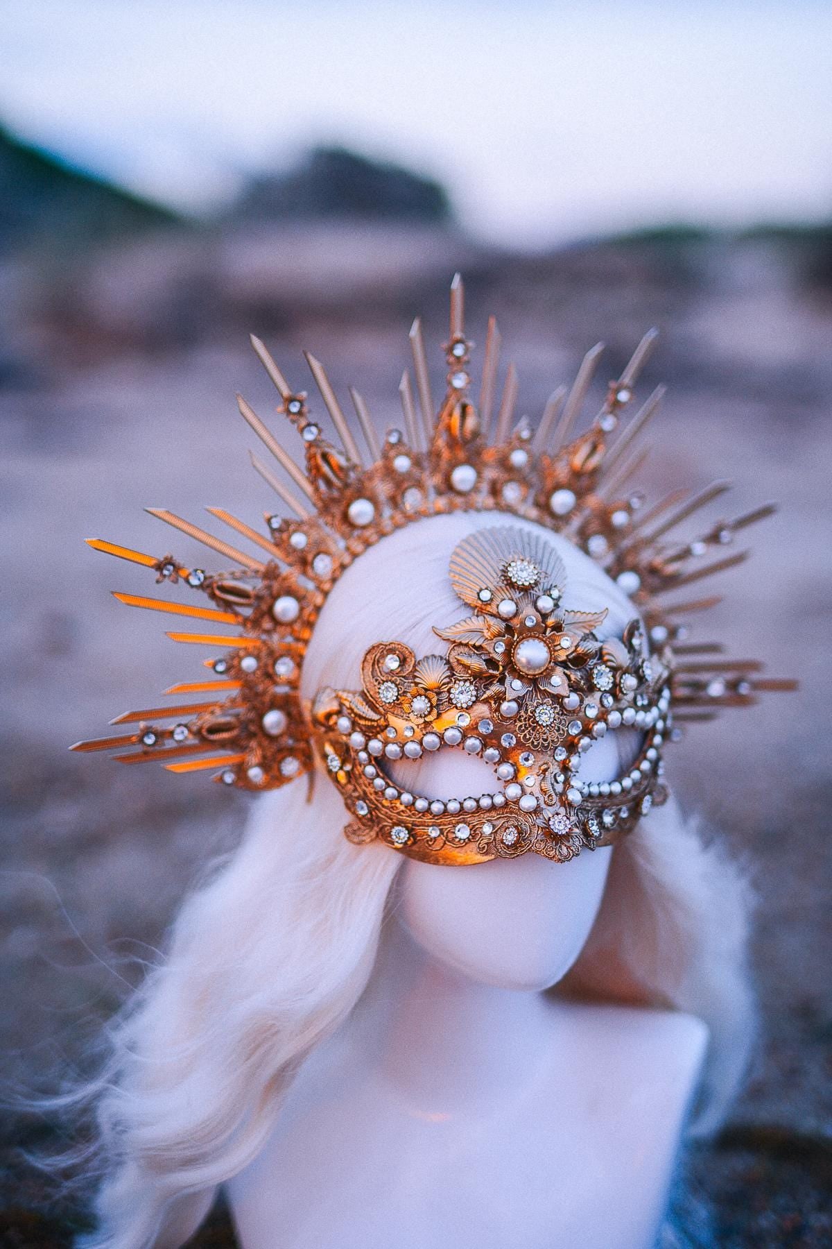 Ocean Masquerade Mask Mermaid Mask Sea Goddess Mask Pearl Venetian Mask Luxury Carnival Costume Mask