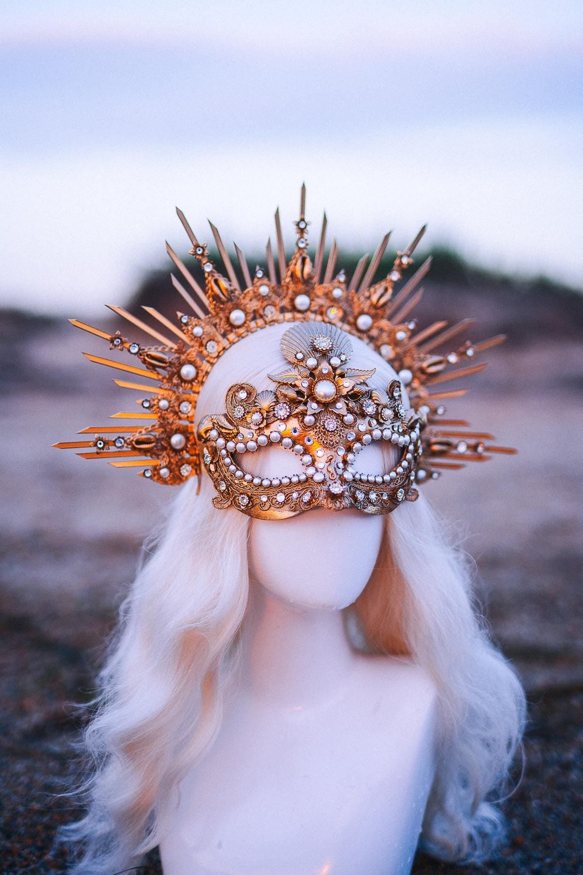 Ocean Masquerade Mask Mermaid Mask Sea Goddess Mask Pearl Venetian Mask Luxury Carnival Costume Mask