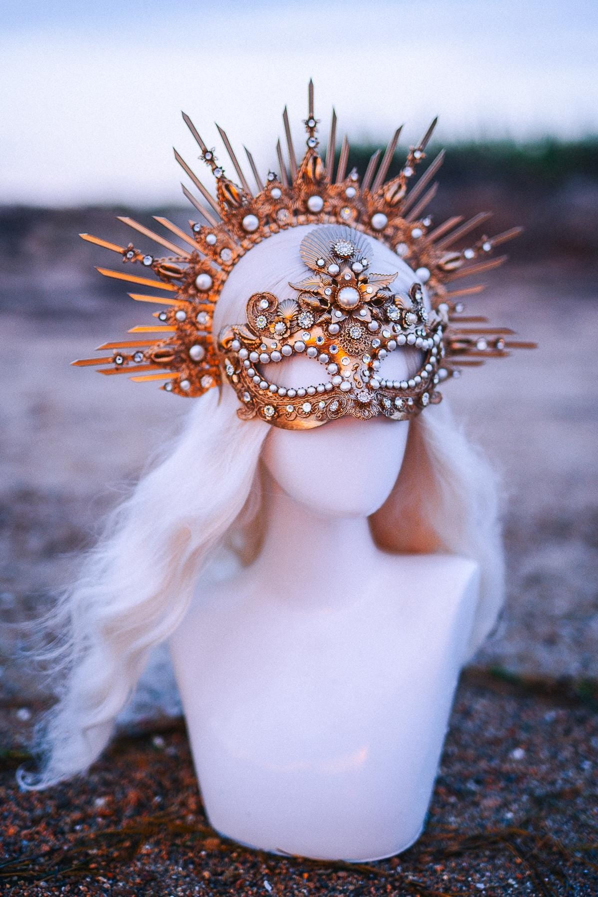 Ocean Masquerade Mask Mermaid Mask Sea Goddess Mask Pearl Venetian Mask Luxury Carnival Costume Mask