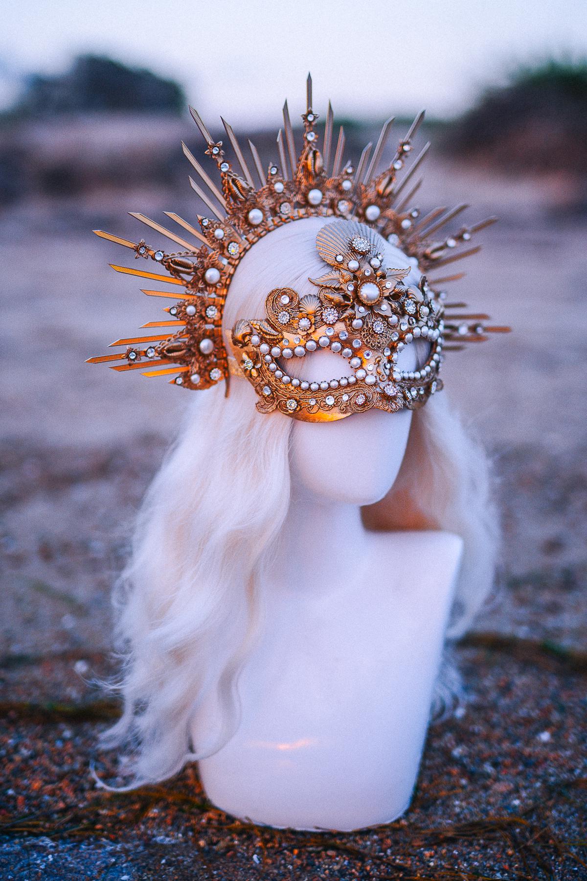 Ocean Masquerade Mask Mermaid Mask Sea Goddess Mask Pearl Venetian Mask Luxury Carnival Costume Mask