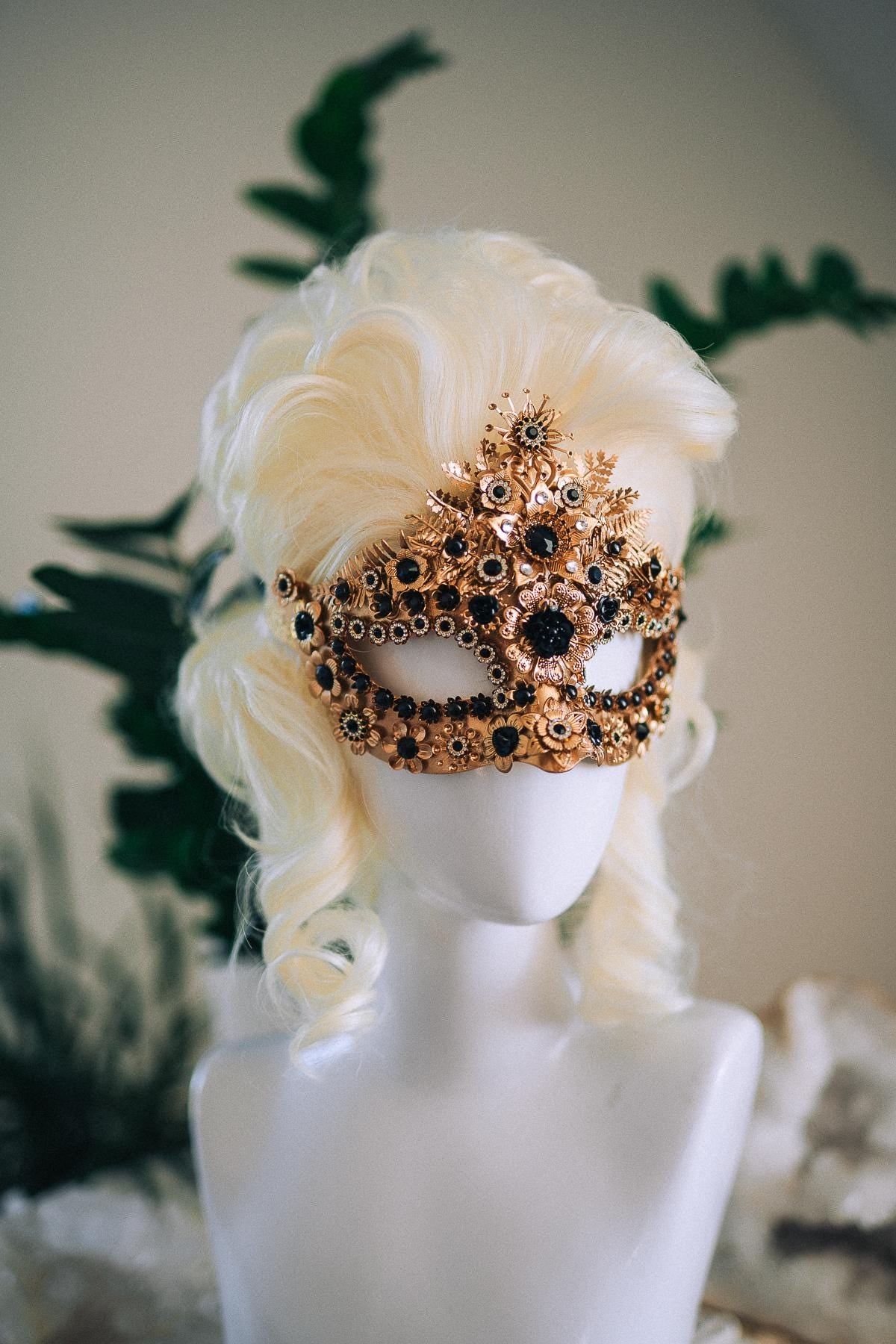 Black Masquerade Mask, Gothic Mask, Venetian Mask, Dark Fantasy Mask, Black Goddess Mask, Couture Carnival Mask