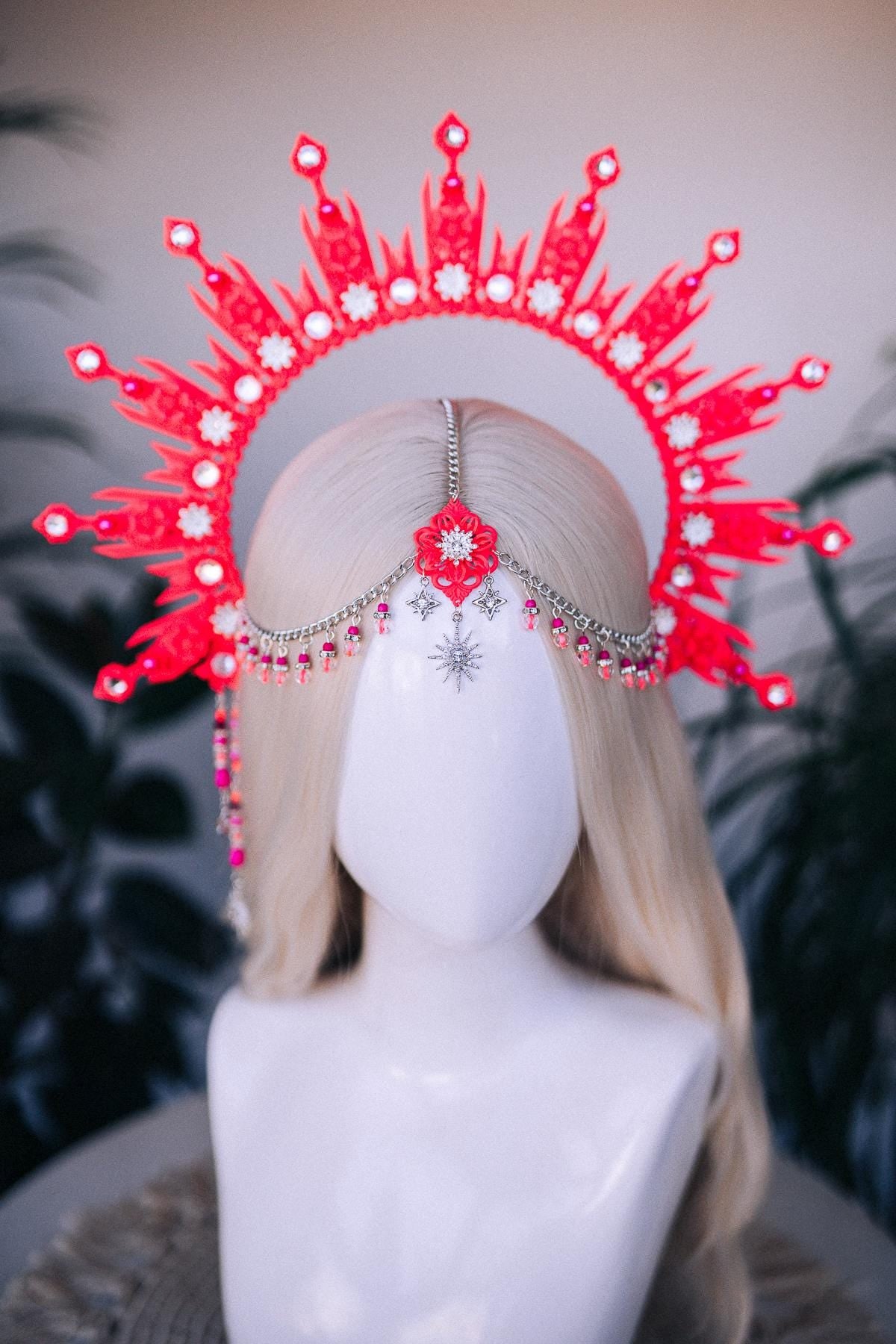 Neon Pink Festival Finger Claws Rave Goddess Hand Jewelry Fantasy Costume Nails