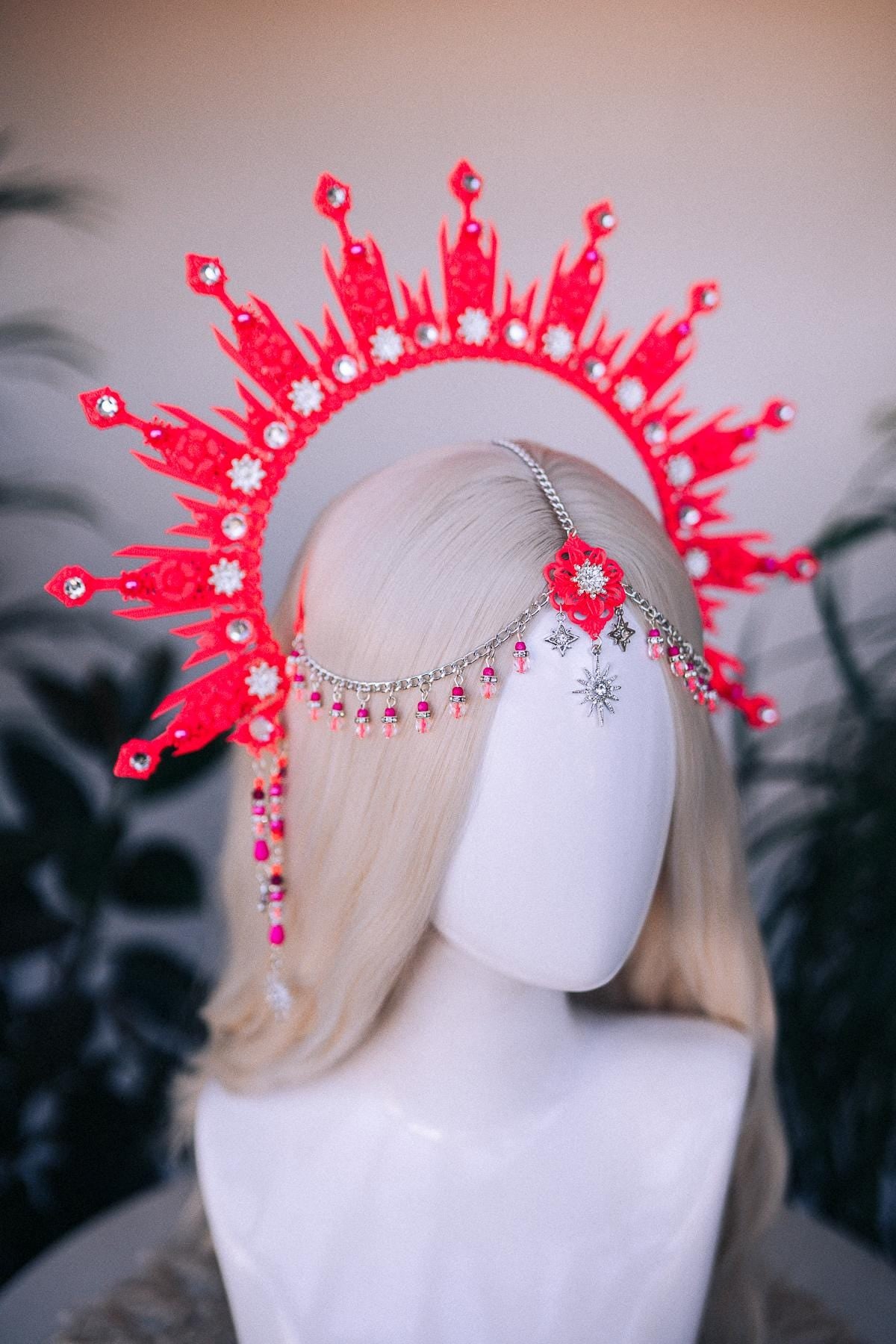 Neon Pink Festival Finger Claws Rave Goddess Hand Jewelry Fantasy Costume Nails