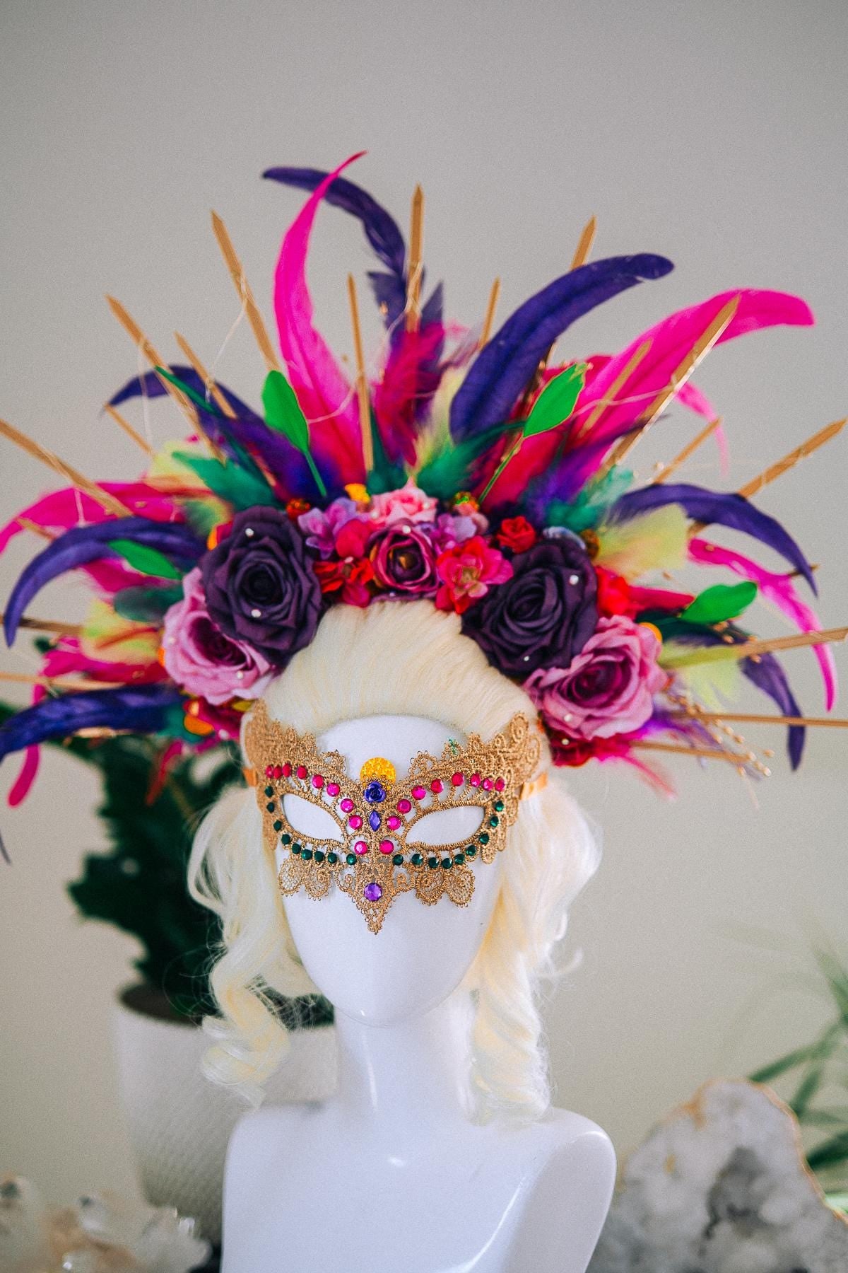 Luxury Masquerade Mask, Mardi Gras Mask, Venetian Carnival Mask, Crystal Eye Mask, Couture Masquerade Accessory, Fantasy Ball Mask