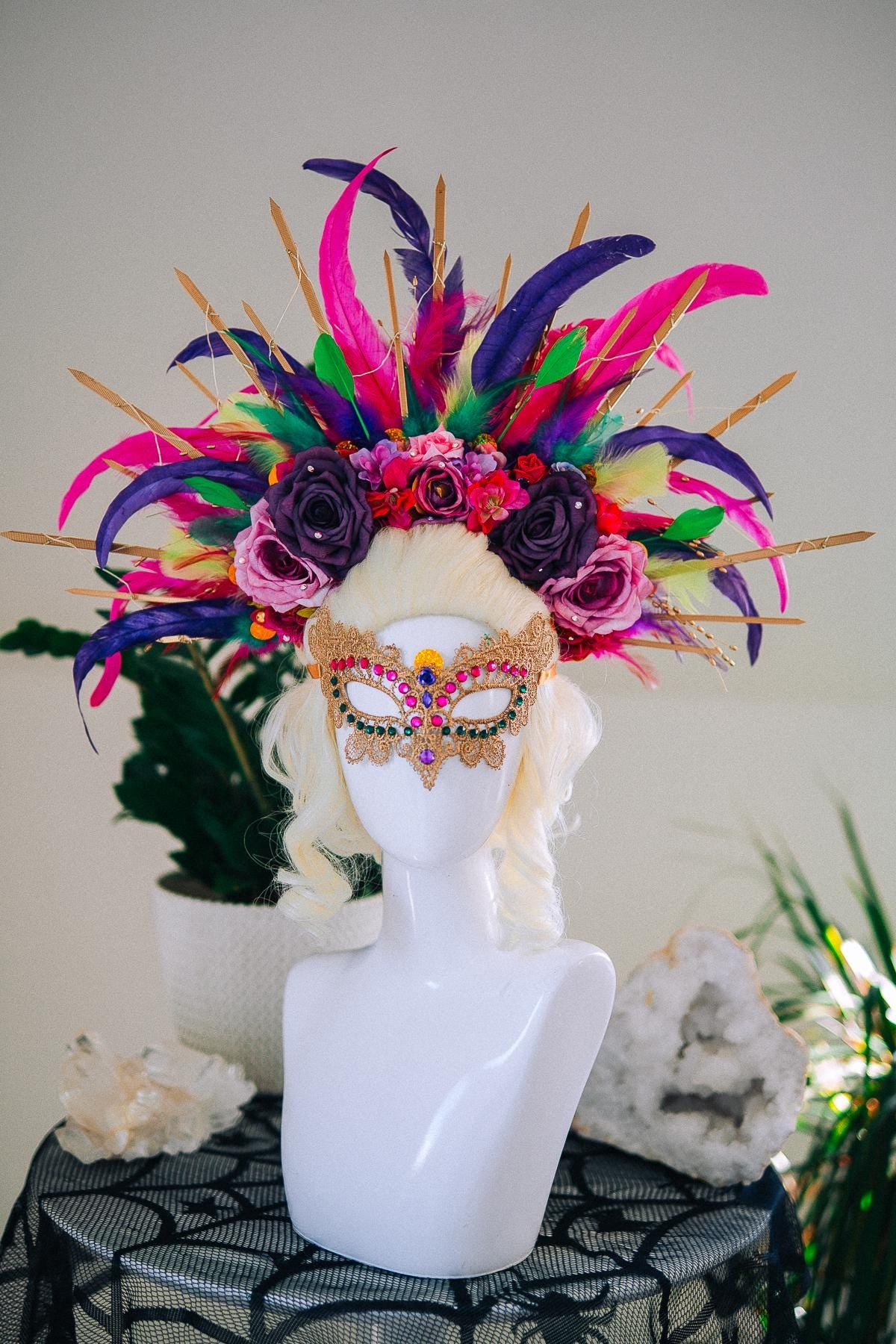 Luxury Masquerade Mask, Mardi Gras Mask, Venetian Carnival Mask, Crystal Eye Mask, Couture Masquerade Accessory, Fantasy Ball Mask