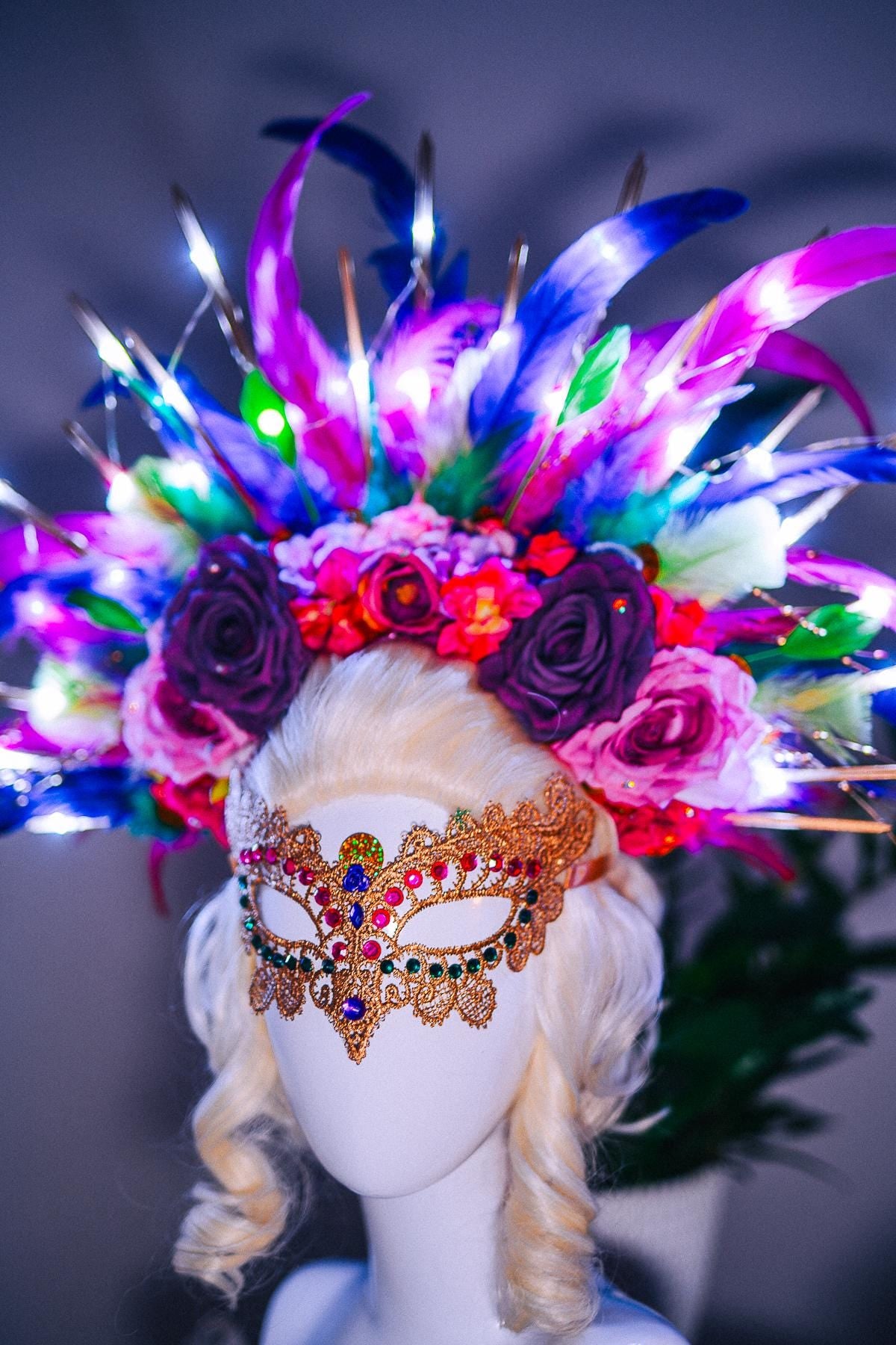 Luxury Masquerade Mask, Mardi Gras Mask, Venetian Carnival Mask, Crystal Eye Mask, Couture Masquerade Accessory, Fantasy Ball Mask