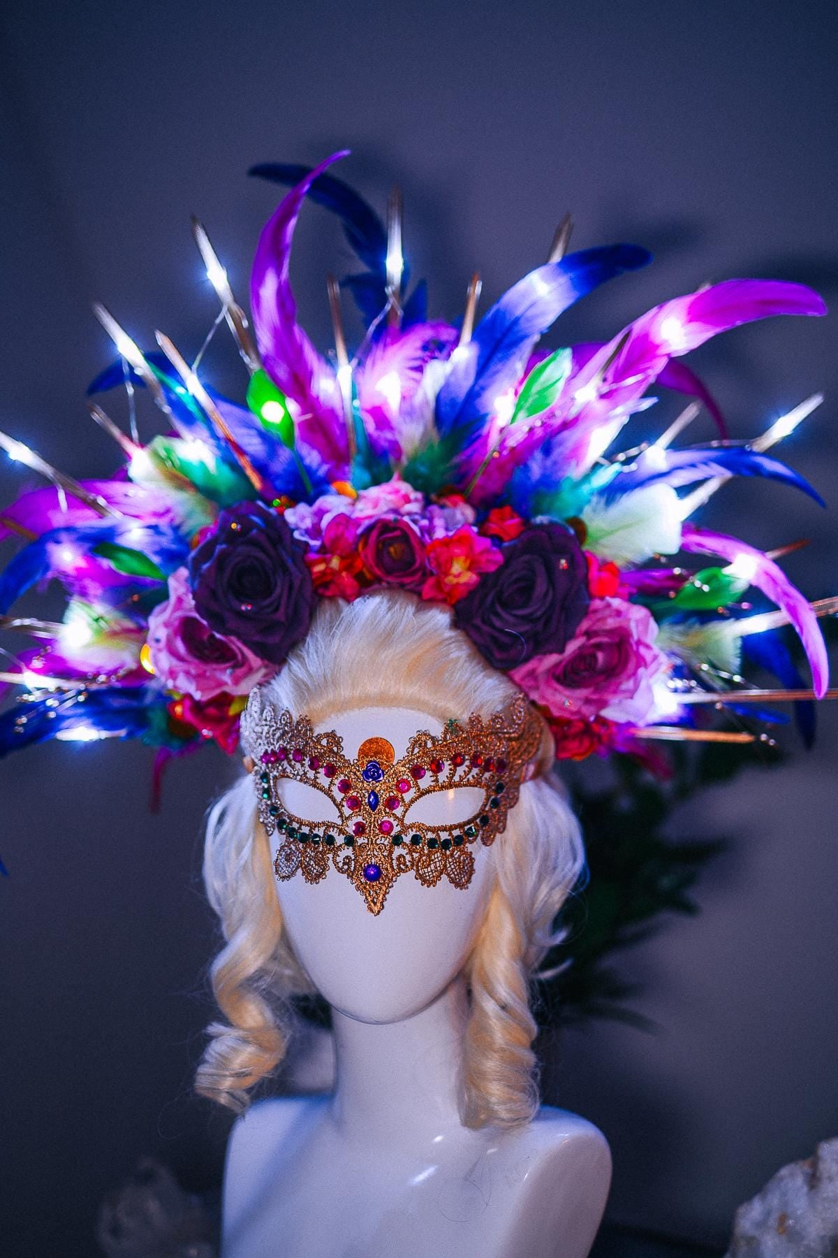 Luxury Masquerade Mask, Mardi Gras Mask, Venetian Carnival Mask, Crystal Eye Mask, Couture Masquerade Accessory, Fantasy Ball Mask