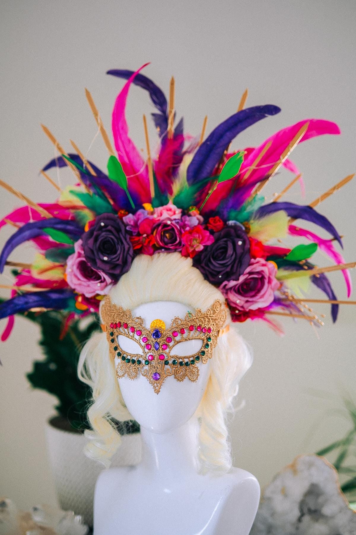 Luxury Masquerade Mask, Mardi Gras Mask, Venetian Carnival Mask, Crystal Eye Mask, Couture Masquerade Accessory, Fantasy Ball Mask
