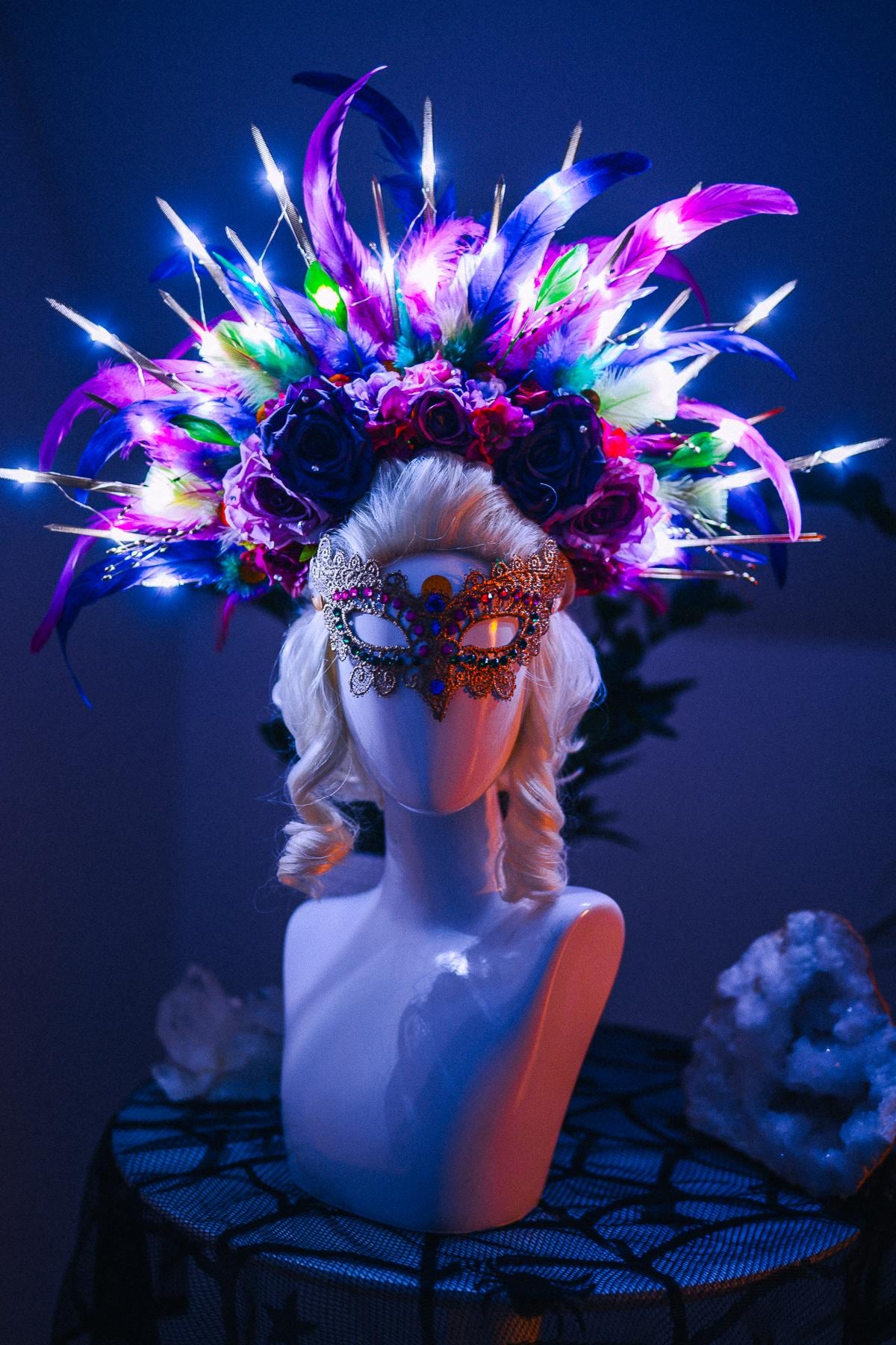 Luxury Masquerade Mask, Mardi Gras Mask, Venetian Carnival Mask, Crystal Eye Mask, Couture Masquerade Accessory, Fantasy Ball Mask