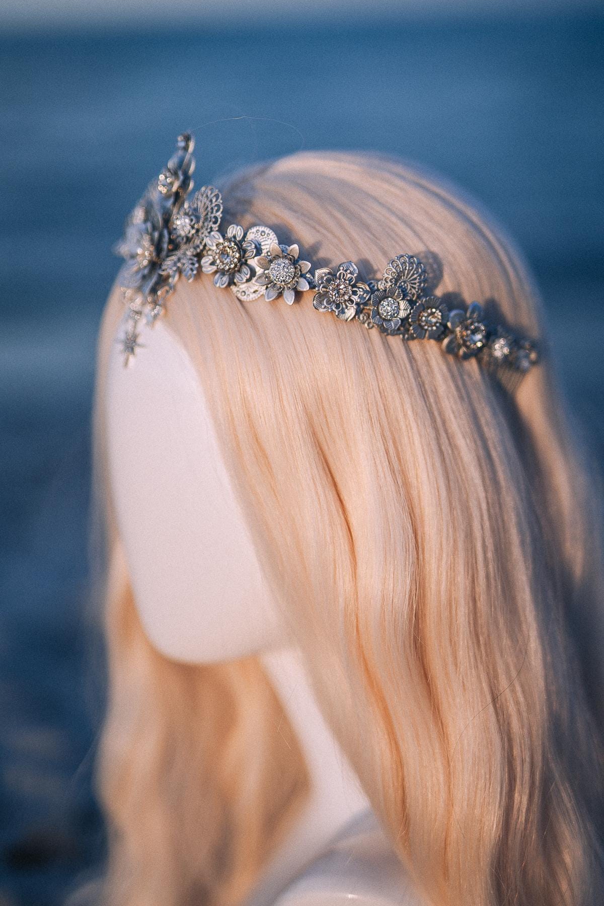 Silver Celestial Bridal Tiara Wedding Crown Star Bride Headpiece