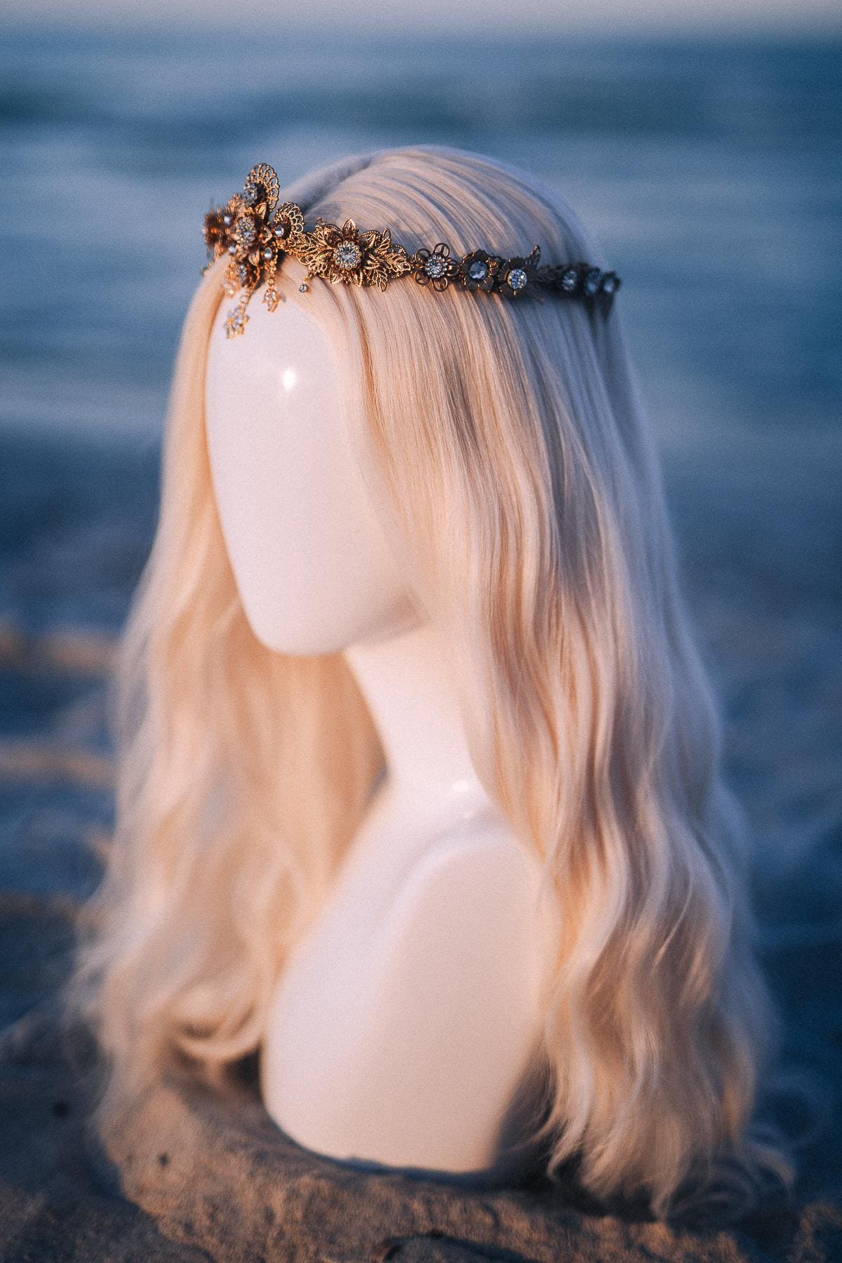 Gold Crystal Bridal Tiara Wedding Crown Luxury Bride Headpiece