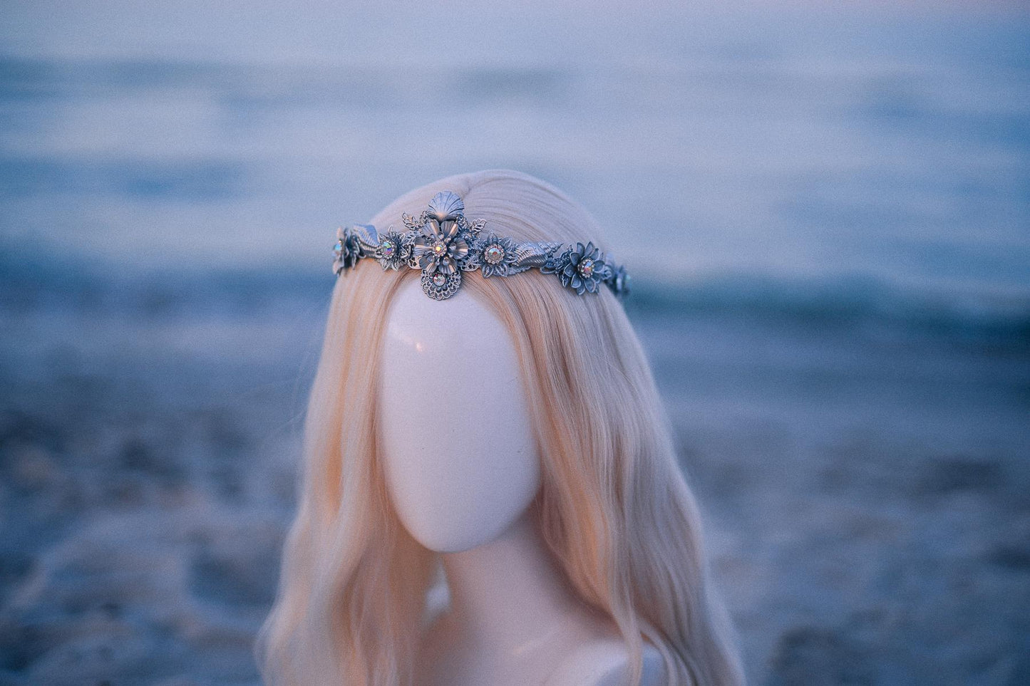 Silver Seashell Bridal Tiara Coastal Wedding Crown Ocean Inspired Headpiece