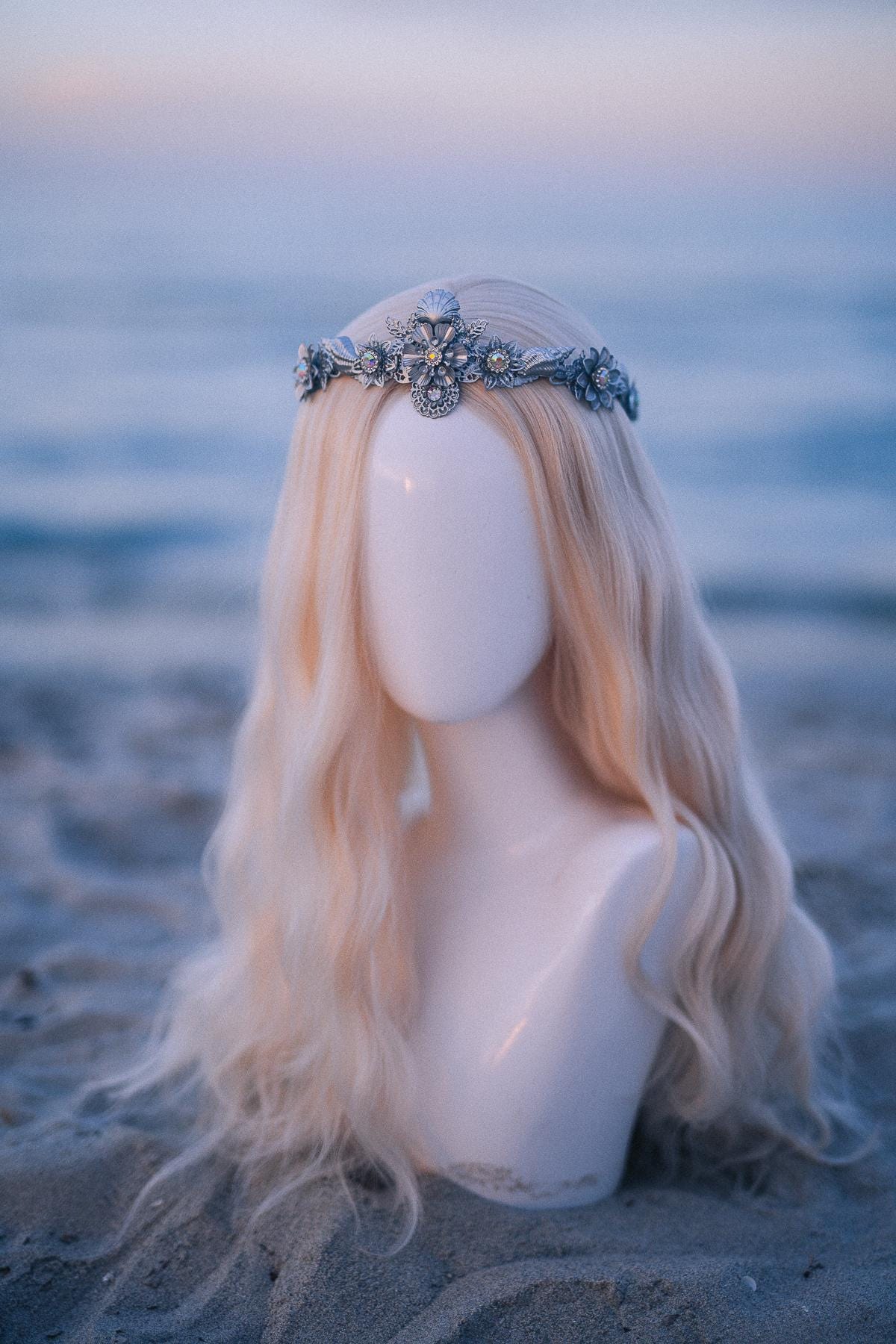 Silver Seashell Bridal Tiara Coastal Wedding Crown Ocean Inspired Headpiece