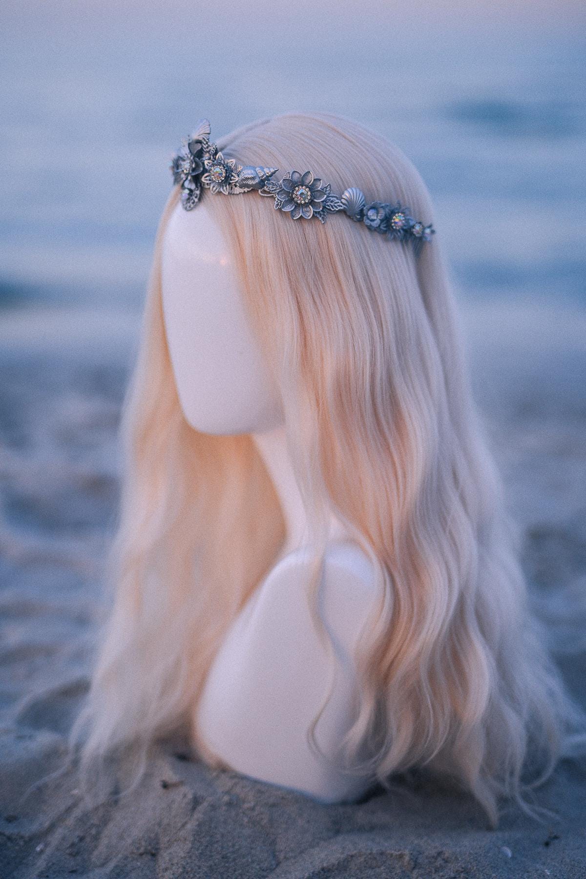 Silver Seashell Bridal Tiara Coastal Wedding Crown Ocean Inspired Headpiece