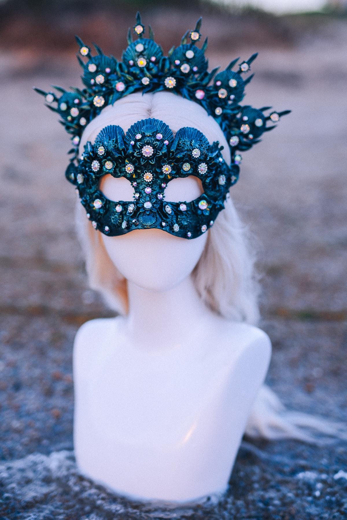 Emerald Shell Halo Crown Luxury Masquerade Crown Venetian Carnival Headpiece Crystal Costume Crown