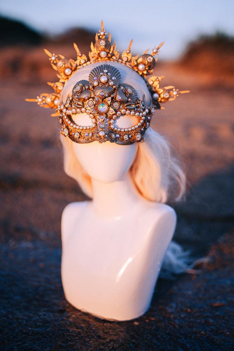 Pearl Venetian Masquerade Mask Luxury Carnival Mask Gold Ball Mask Crystal Costume Mask Bridal Mask