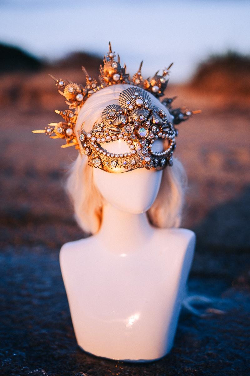 Pearl Venetian Masquerade Mask Luxury Carnival Mask Gold Ball Mask Crystal Costume Mask Bridal Mask