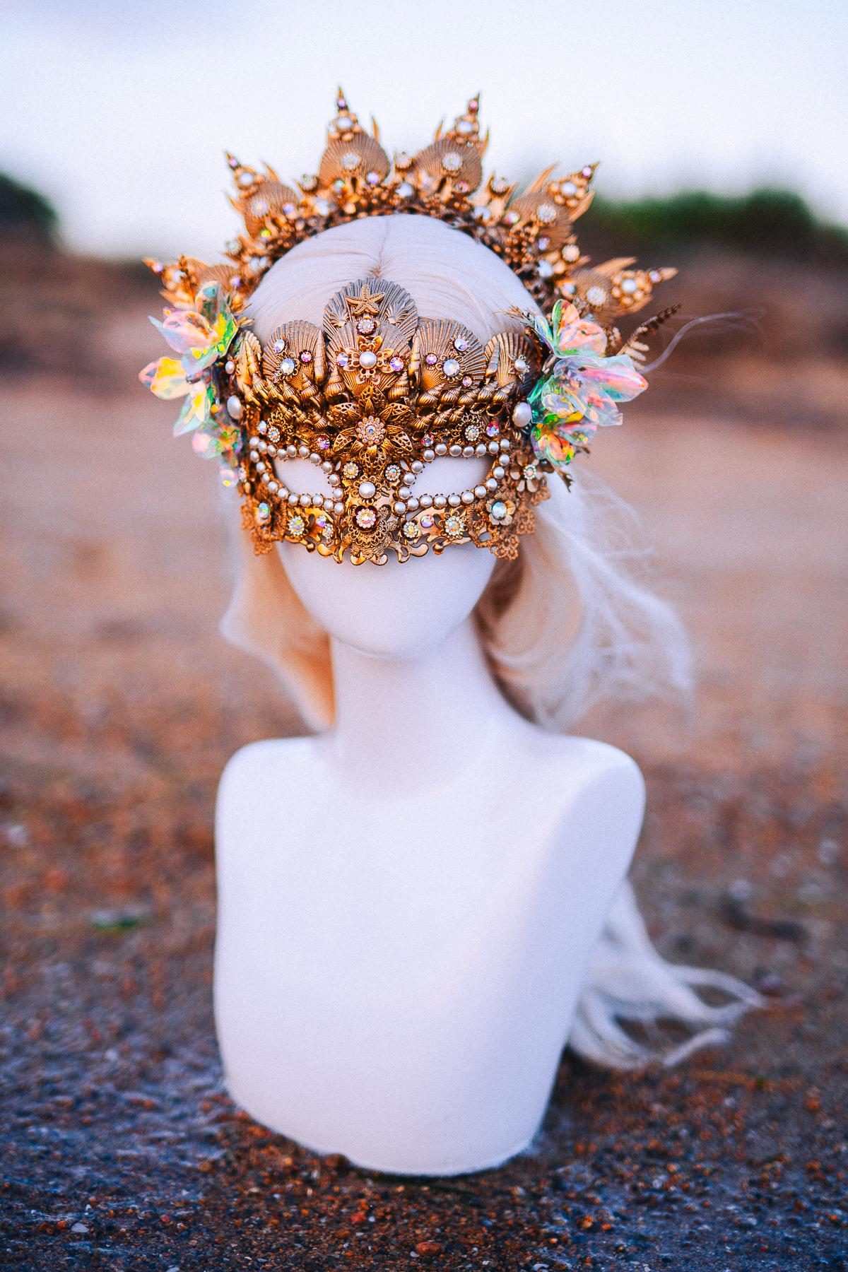 Mermaid Halo Crown Ocean Goddess Crown Pearl Shell Crown Fantasy Headpiece Coastal Bridal Crown