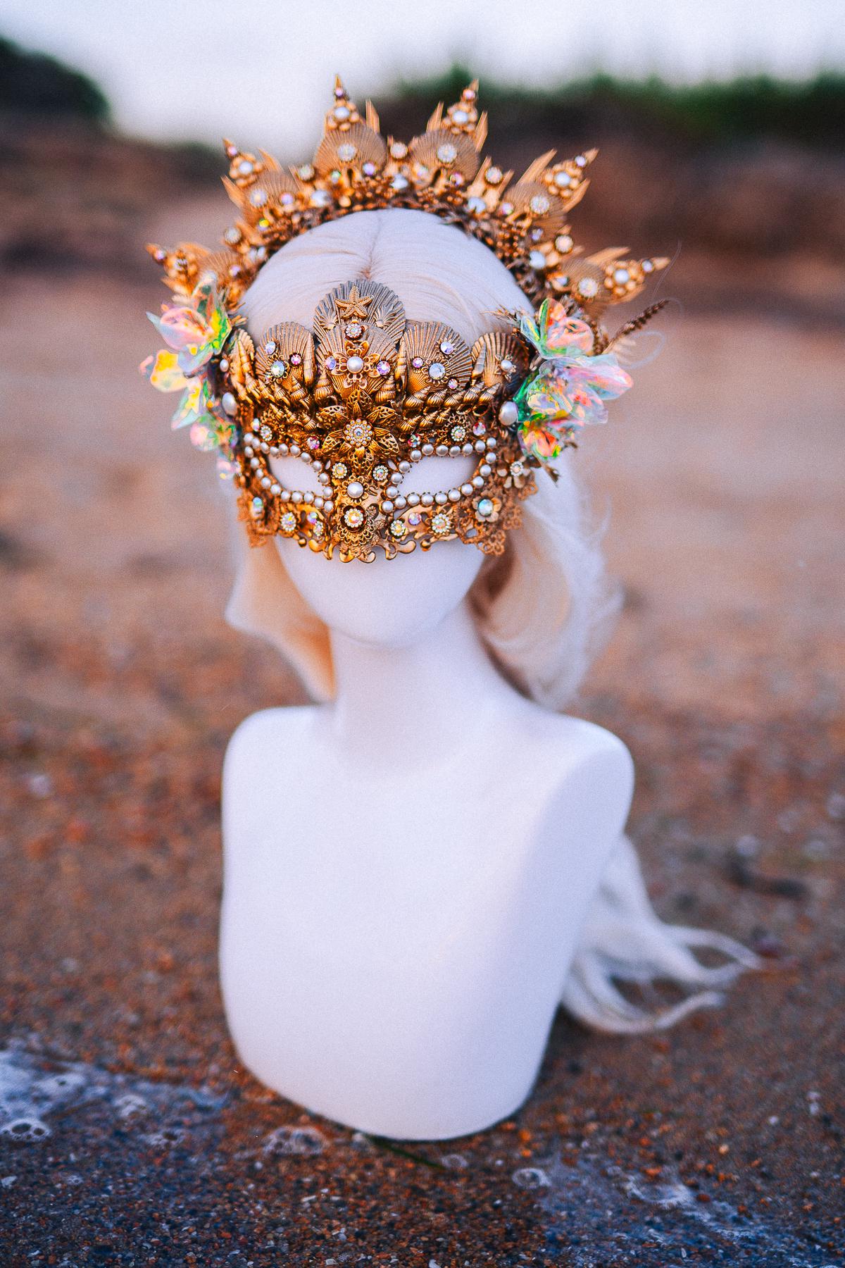 Mermaid Halo Crown Ocean Goddess Crown Pearl Shell Crown Fantasy Headpiece Coastal Bridal Crown