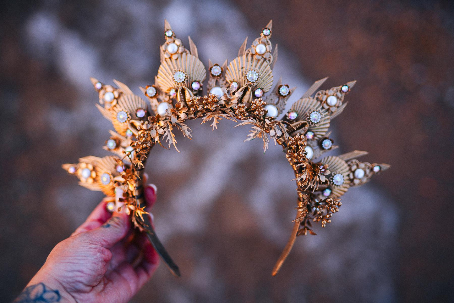 Mermaid Masquerade Mask Ocean Goddess Mask Pearl Shell Mask Fantasy Carnival Mask Venetian Costume Mask