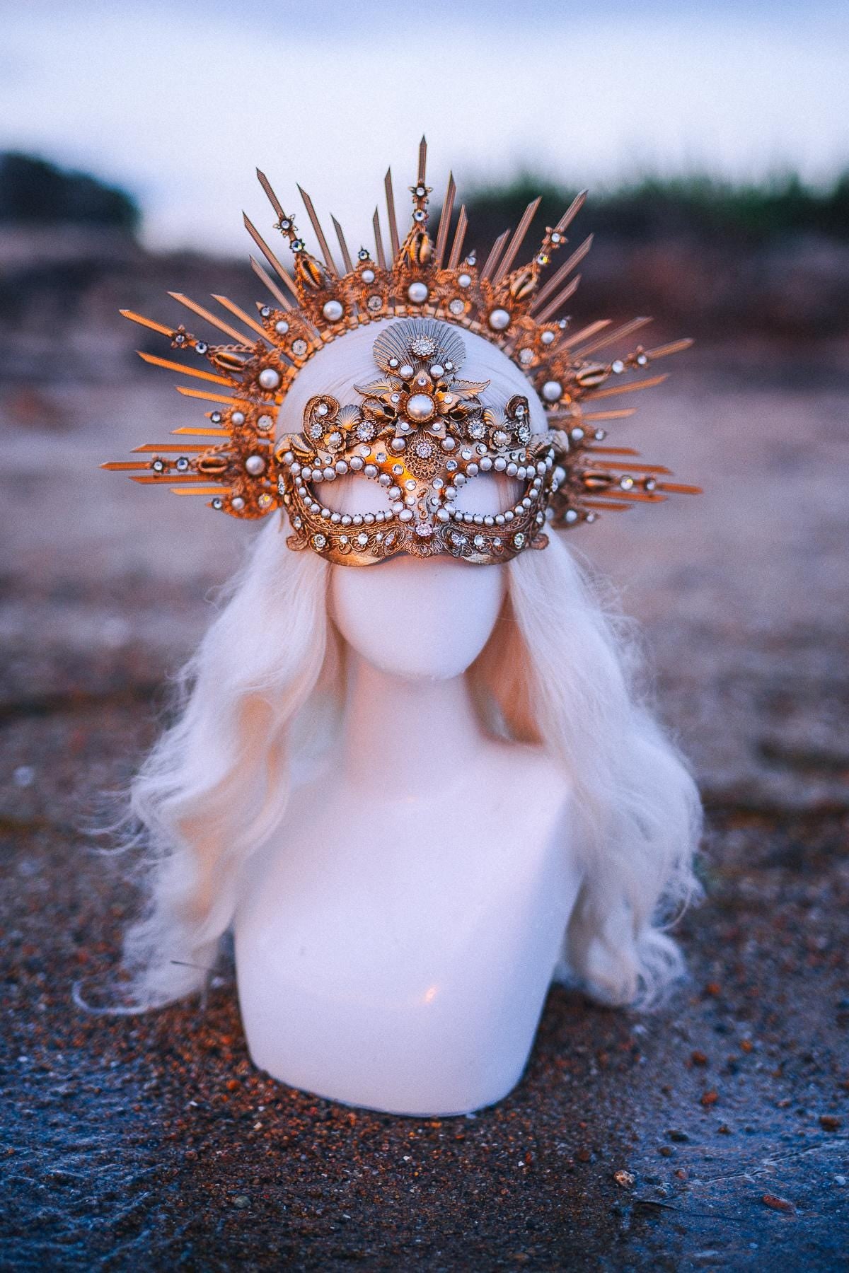 Ocean Masquerade Mask Mermaid Mask Sea Goddess Mask Pearl Venetian Mask Luxury Carnival Costume Mask