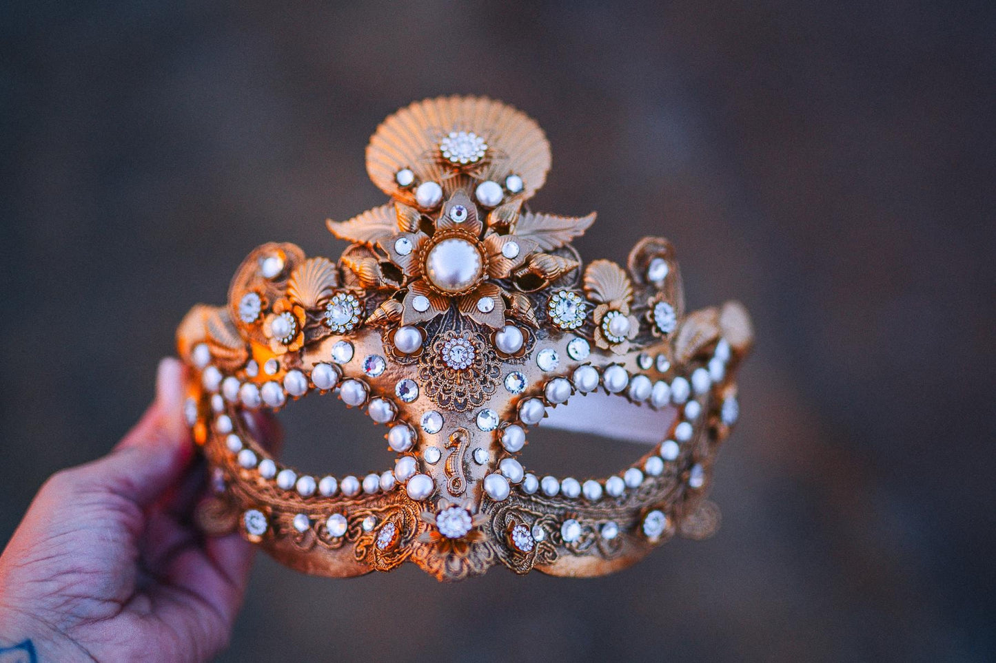 Ocean Masquerade Mask Mermaid Mask Sea Goddess Mask Pearl Venetian Mask Luxury Carnival Costume Mask