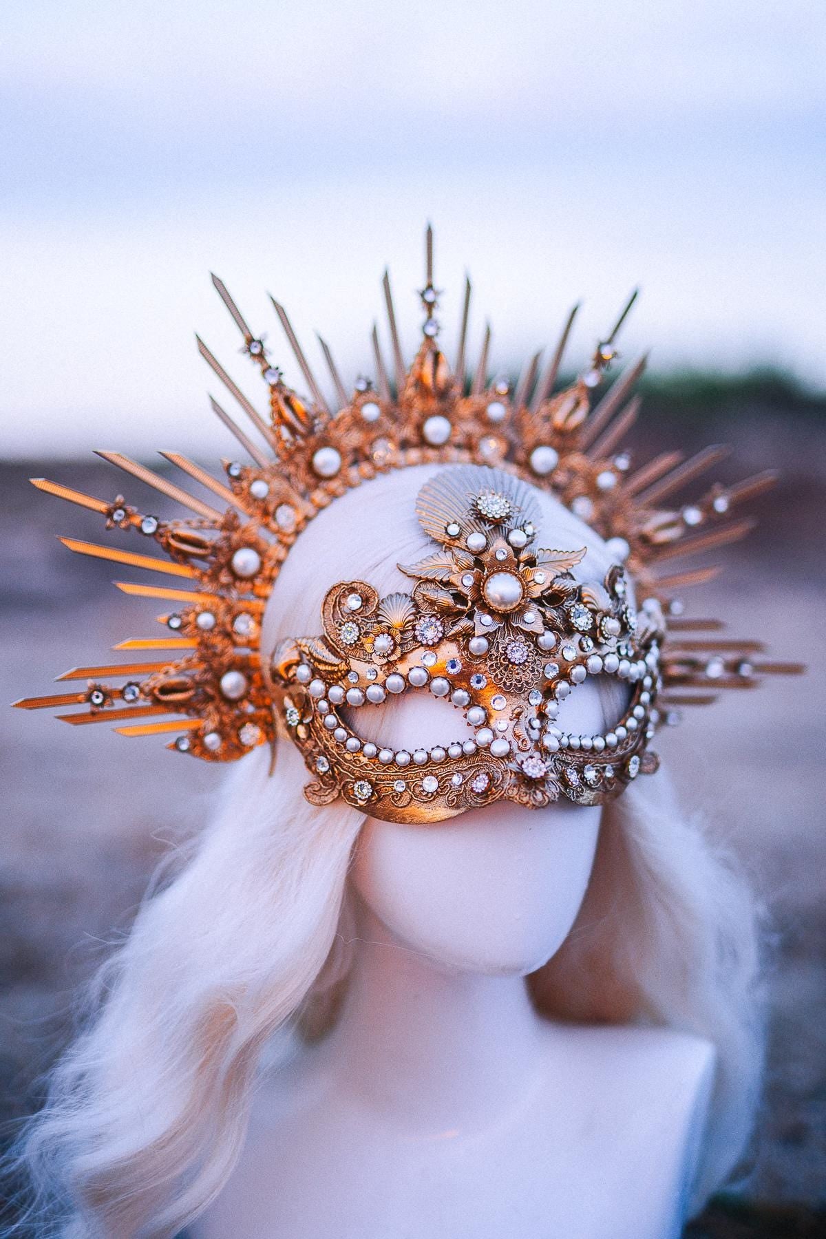 Ocean Masquerade Mask Mermaid Mask Sea Goddess Mask Pearl Venetian Mask Luxury Carnival Costume Mask