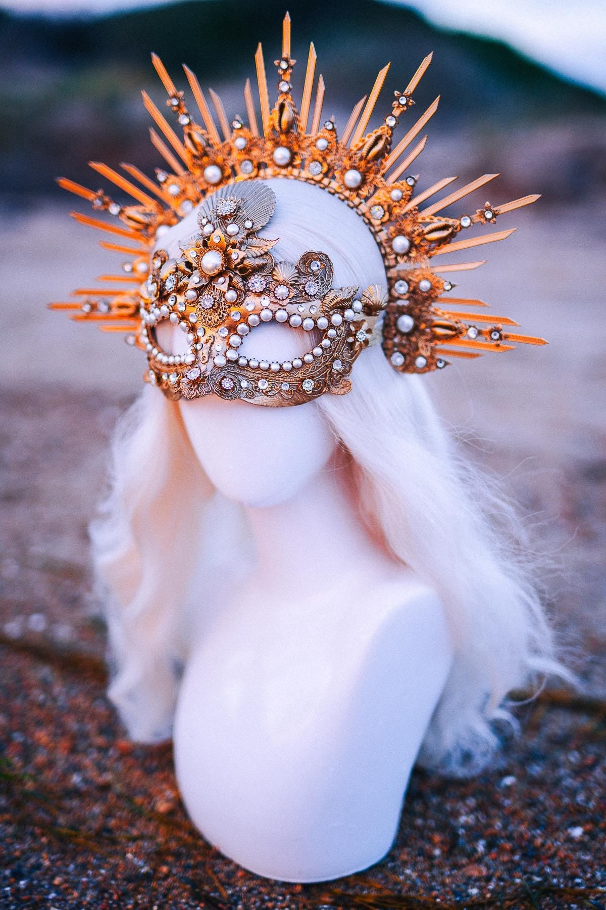Ocean Masquerade Mask Mermaid Mask Sea Goddess Mask Pearl Venetian Mask Luxury Carnival Costume Mask