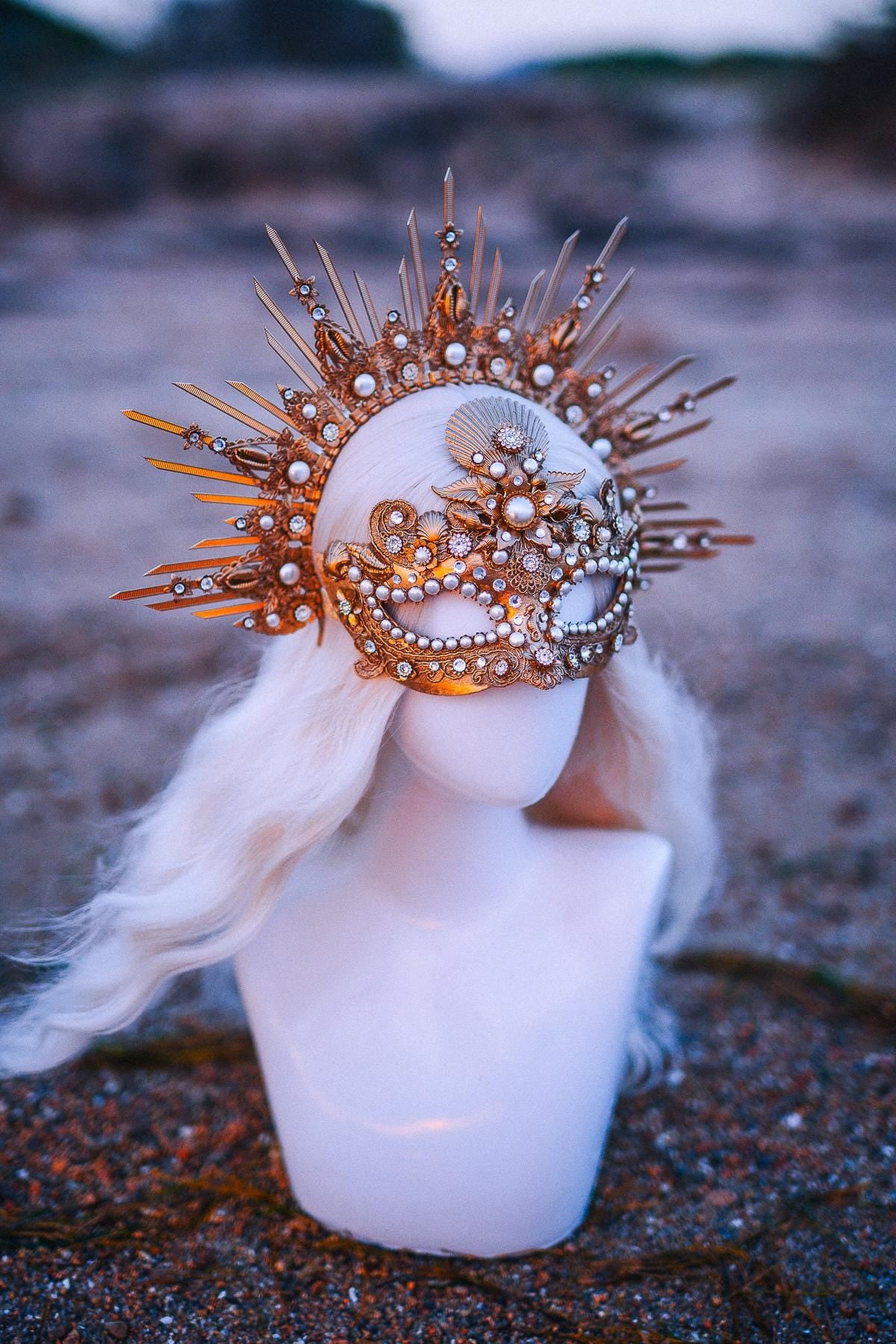 Ocean Masquerade Mask Mermaid Mask Sea Goddess Mask Pearl Venetian Mask Luxury Carnival Costume Mask