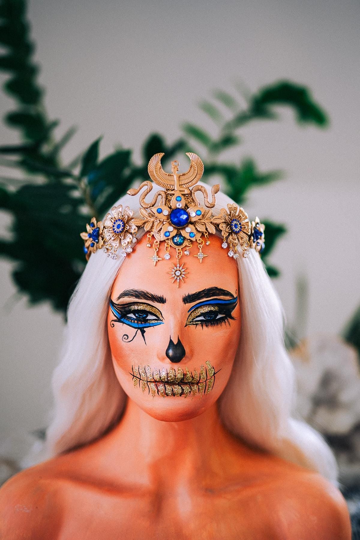 Cleopatra Cobra Crown, Egyptian Goddess Tiara, Gold Snake Crown, Pharaoh Headpiece, Luxury Egyptian Crown