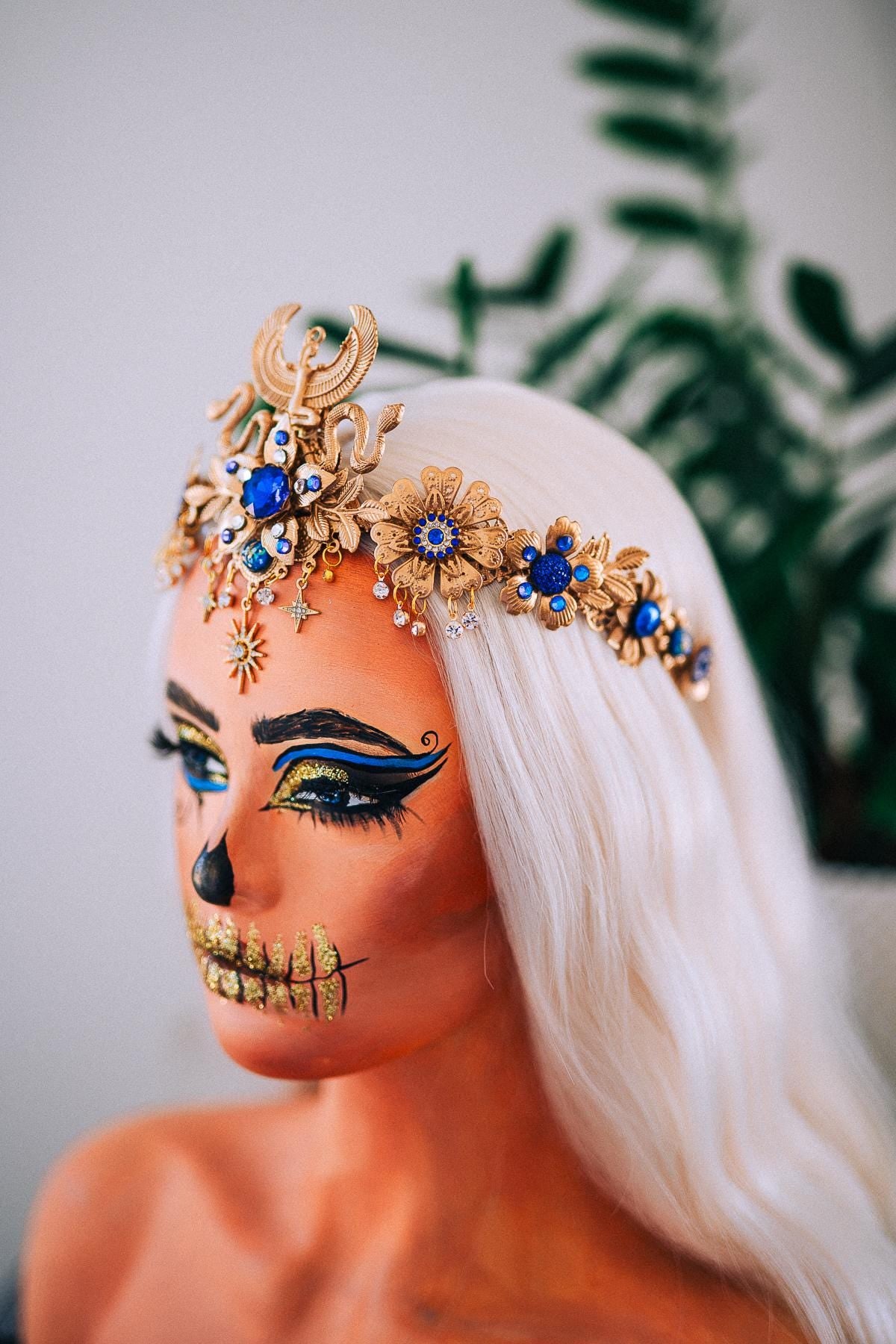 Cleopatra Cobra Crown, Egyptian Goddess Tiara, Gold Snake Crown, Pharaoh Headpiece, Luxury Egyptian Crown