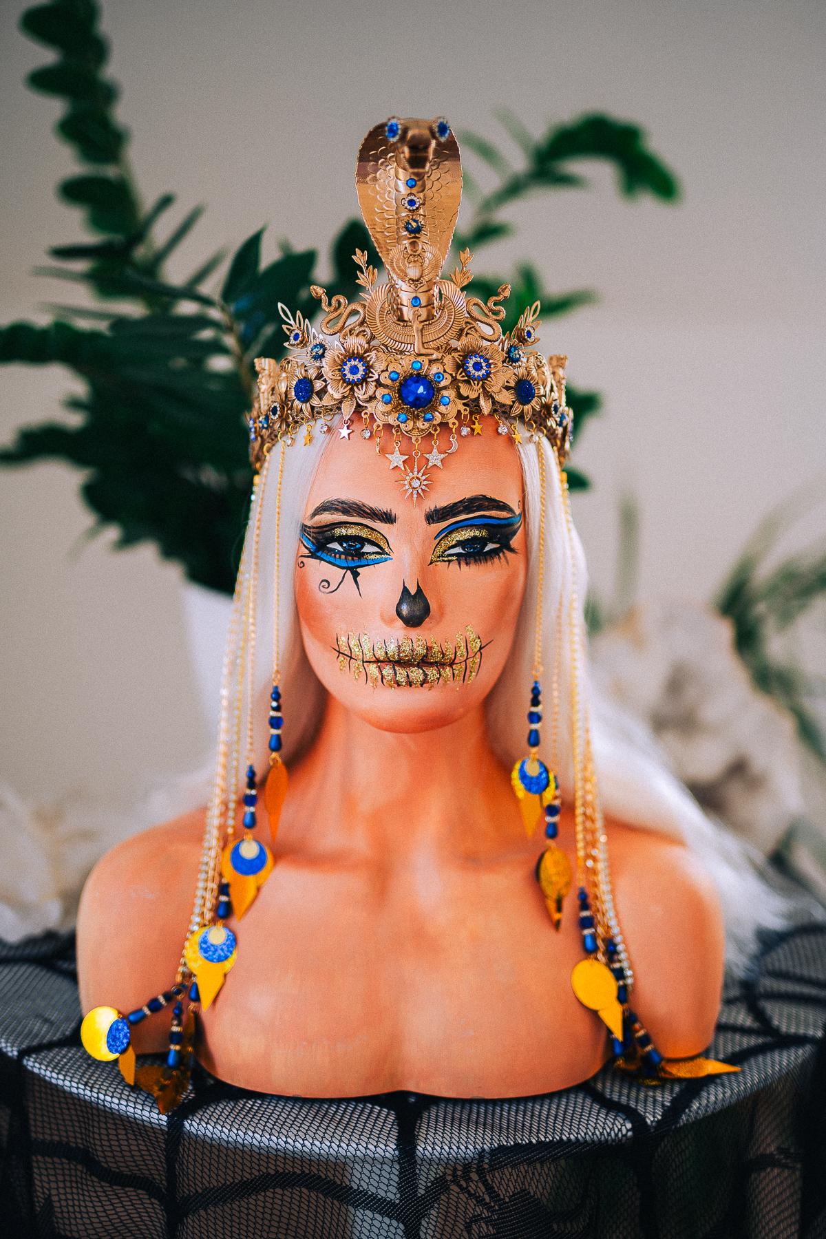 Luxury Cleopatra Cobra Crown, Egyptian Goddess Tiara, Gold Snake Headpiece, Pharaoh Crown, Couture Festival Crown
